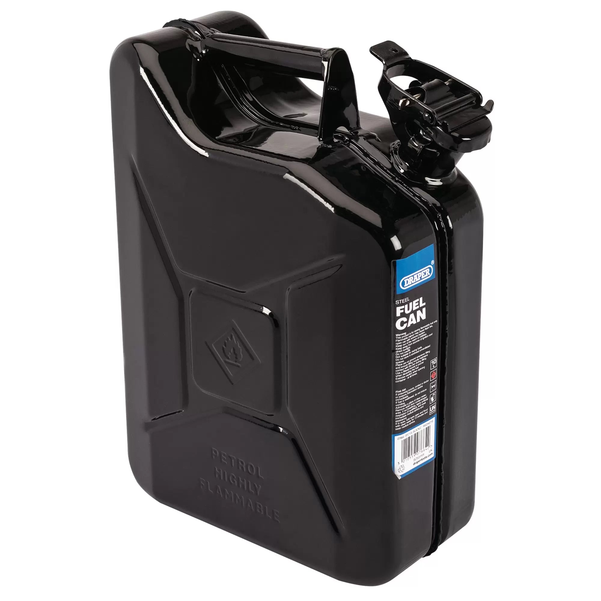 Draper Tools - 07664 - Steel Fuel Can, 10L, Black