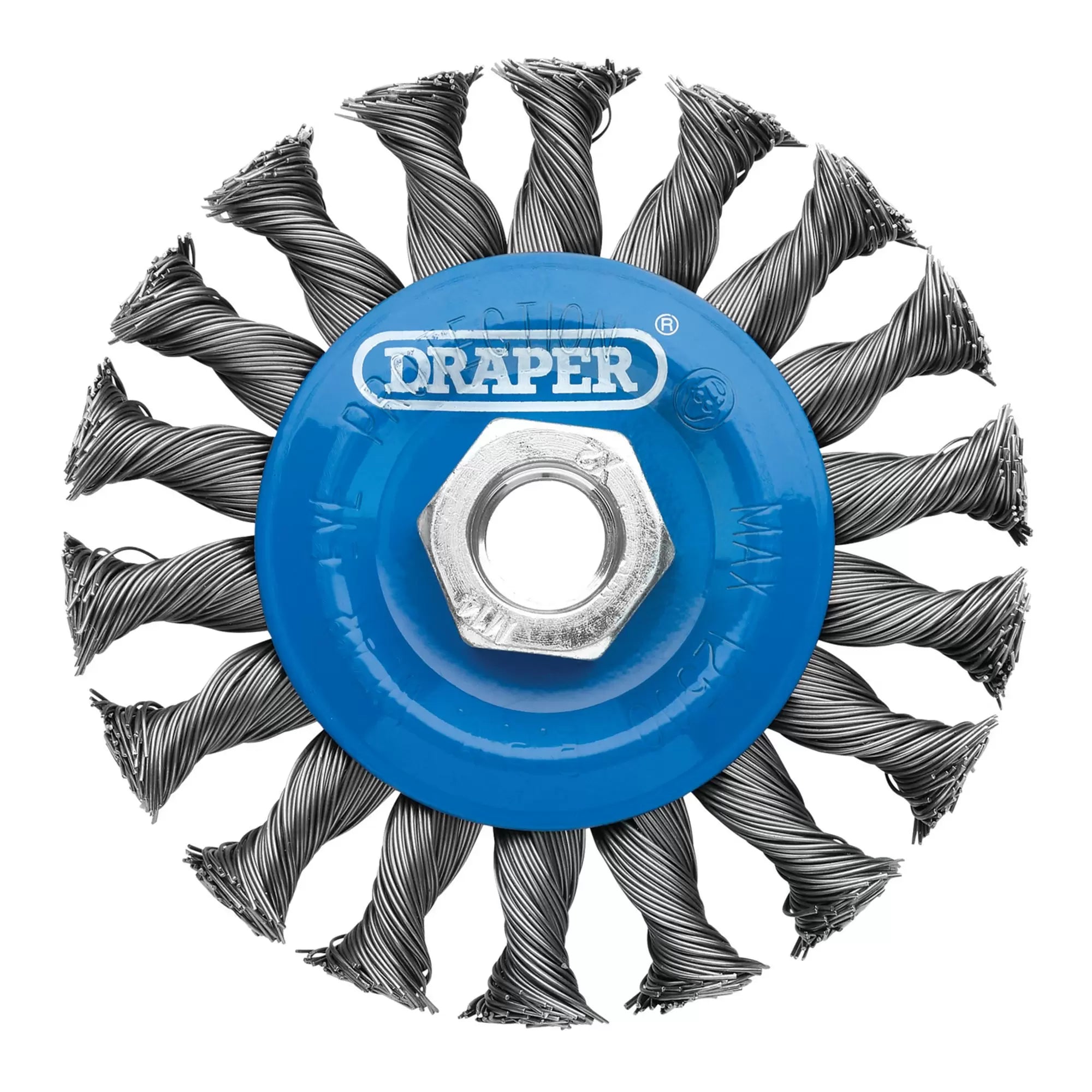 Draper Tools - 08055 - Steel Twist-Knot Flat Wire Wheel Brush, 100mm, M14