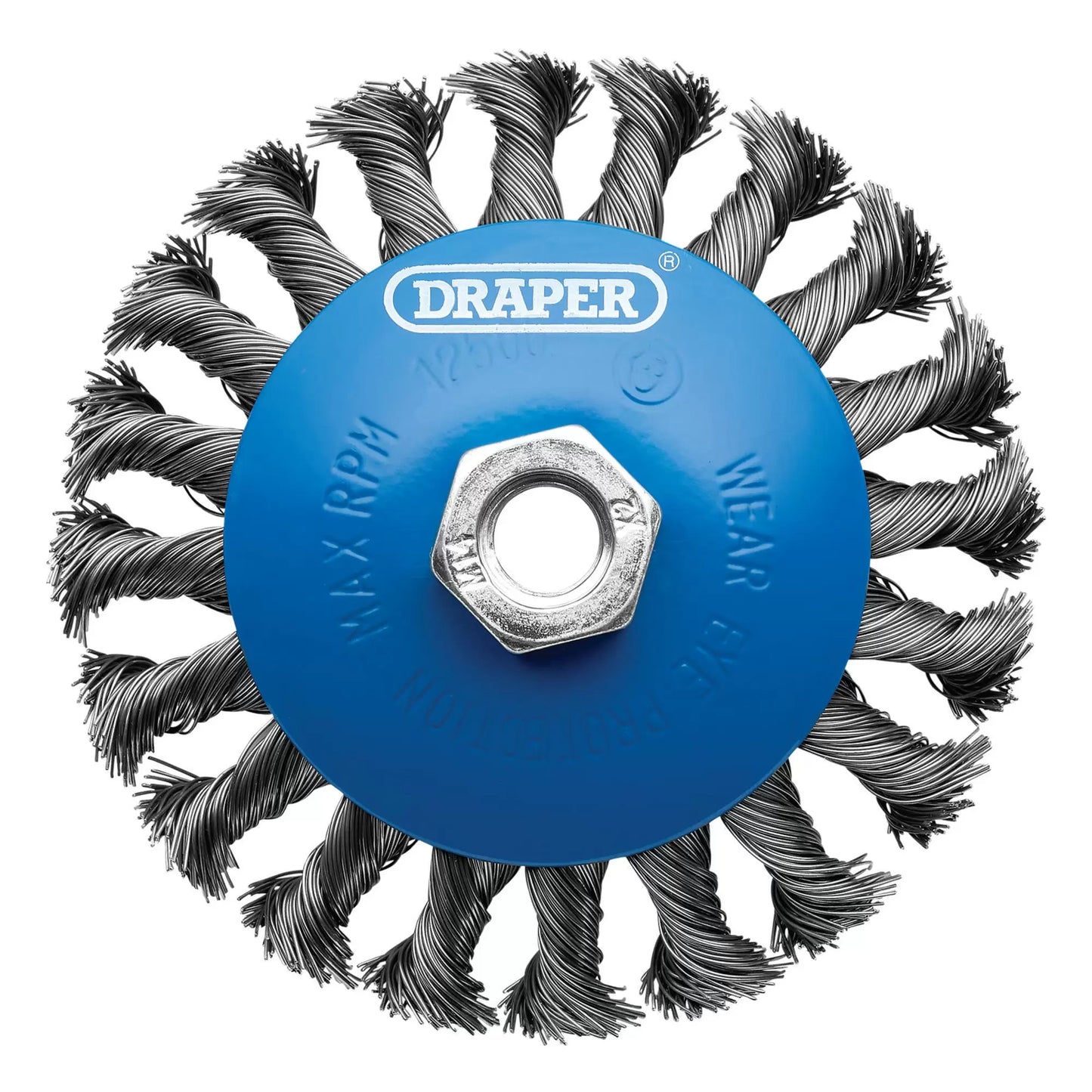 Draper Tools - 08063 - Steel Bevelled Twist-Knot Wire Wheel Brush, 115mm, M14