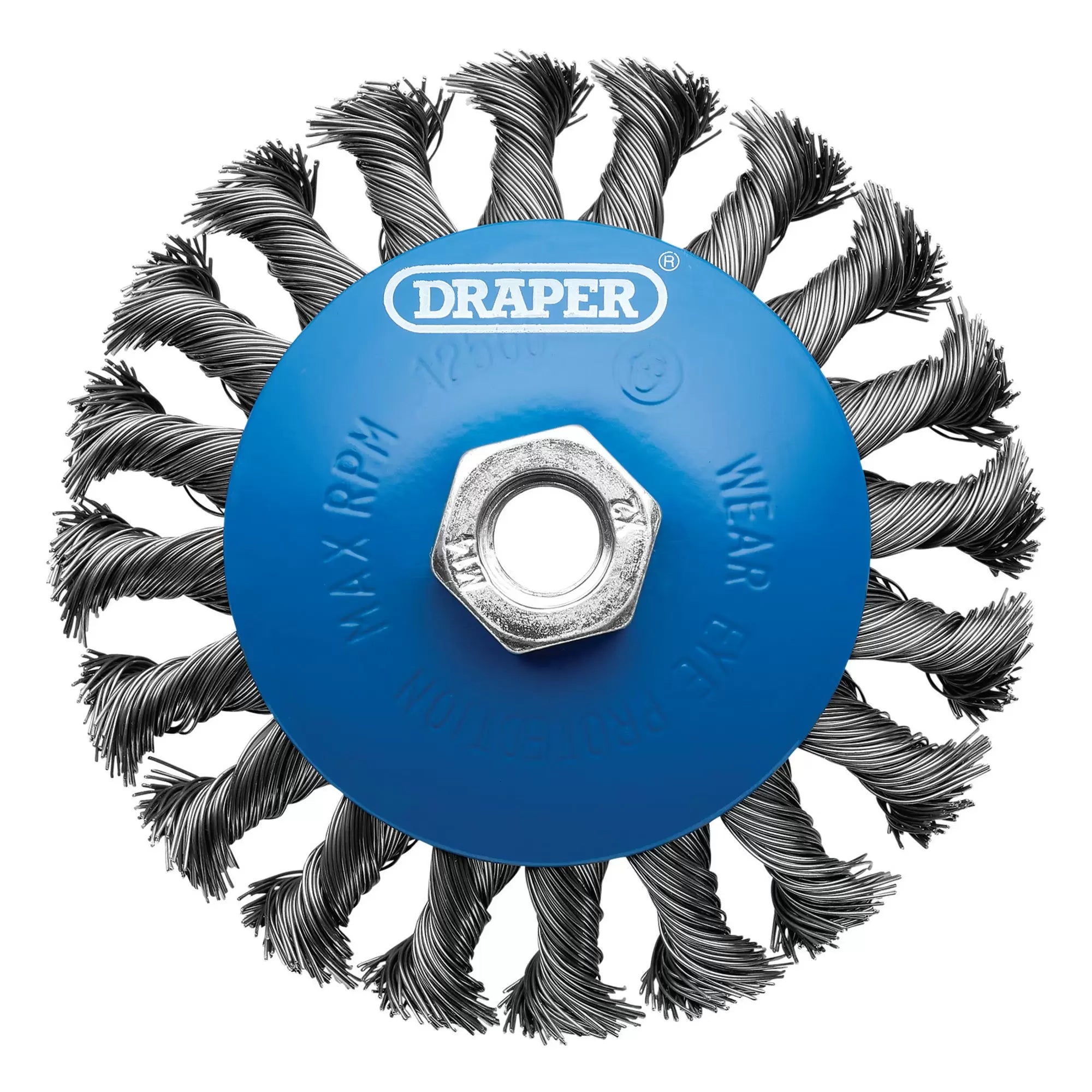 Draper Tools - 08063 - Steel Bevelled Twist-Knot Wire Wheel Brush, 115mm, M14
