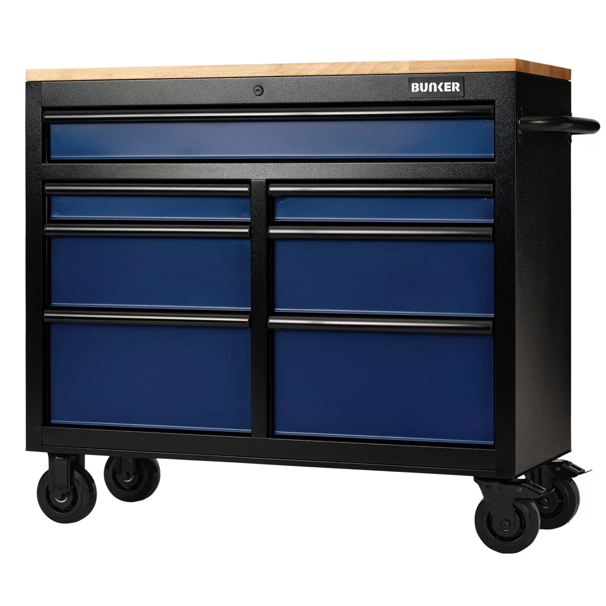 Draper Tools - 08222 - BUNKER 7 Drawer Workbench Roller Tool Cabinet, 41", Blue