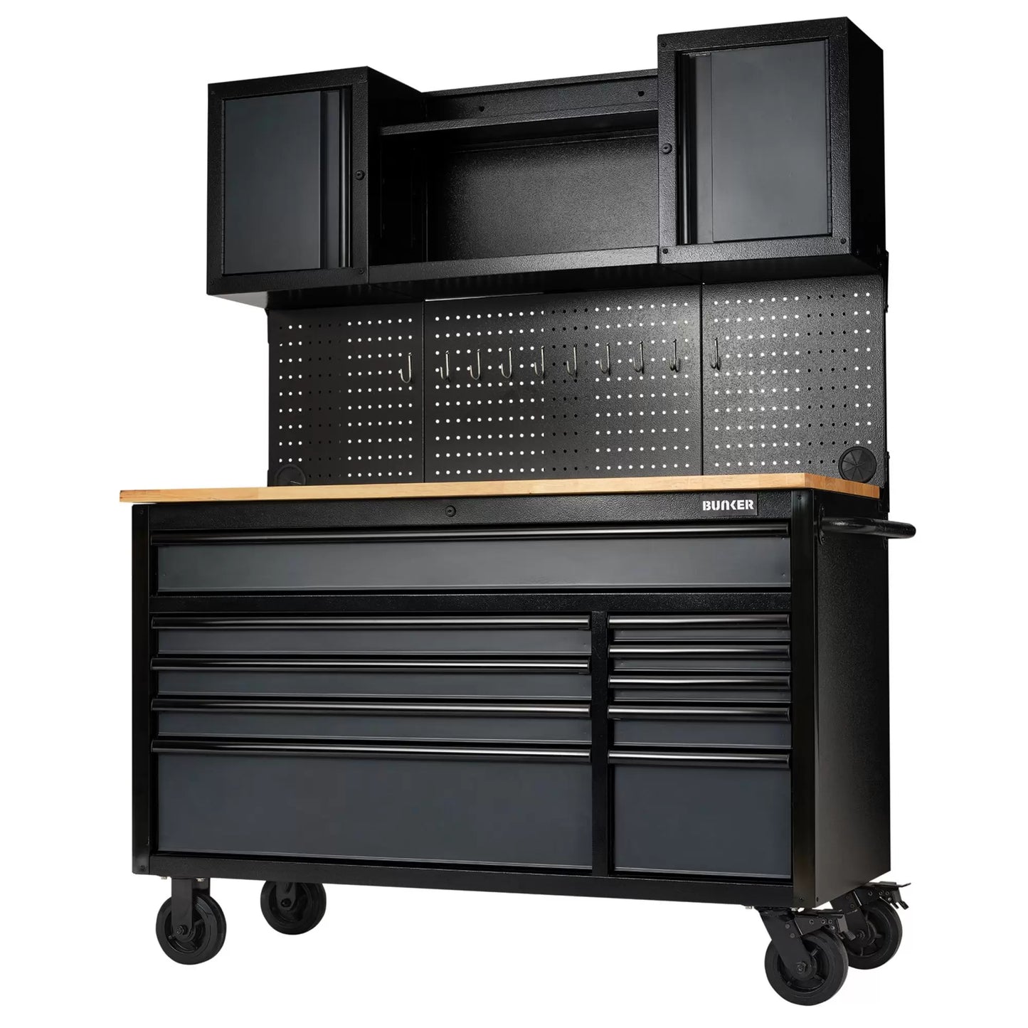 Draper Tools - 08242 - BUNKER 10 Drawer Roller Workstation with Workbench, 56", Grey