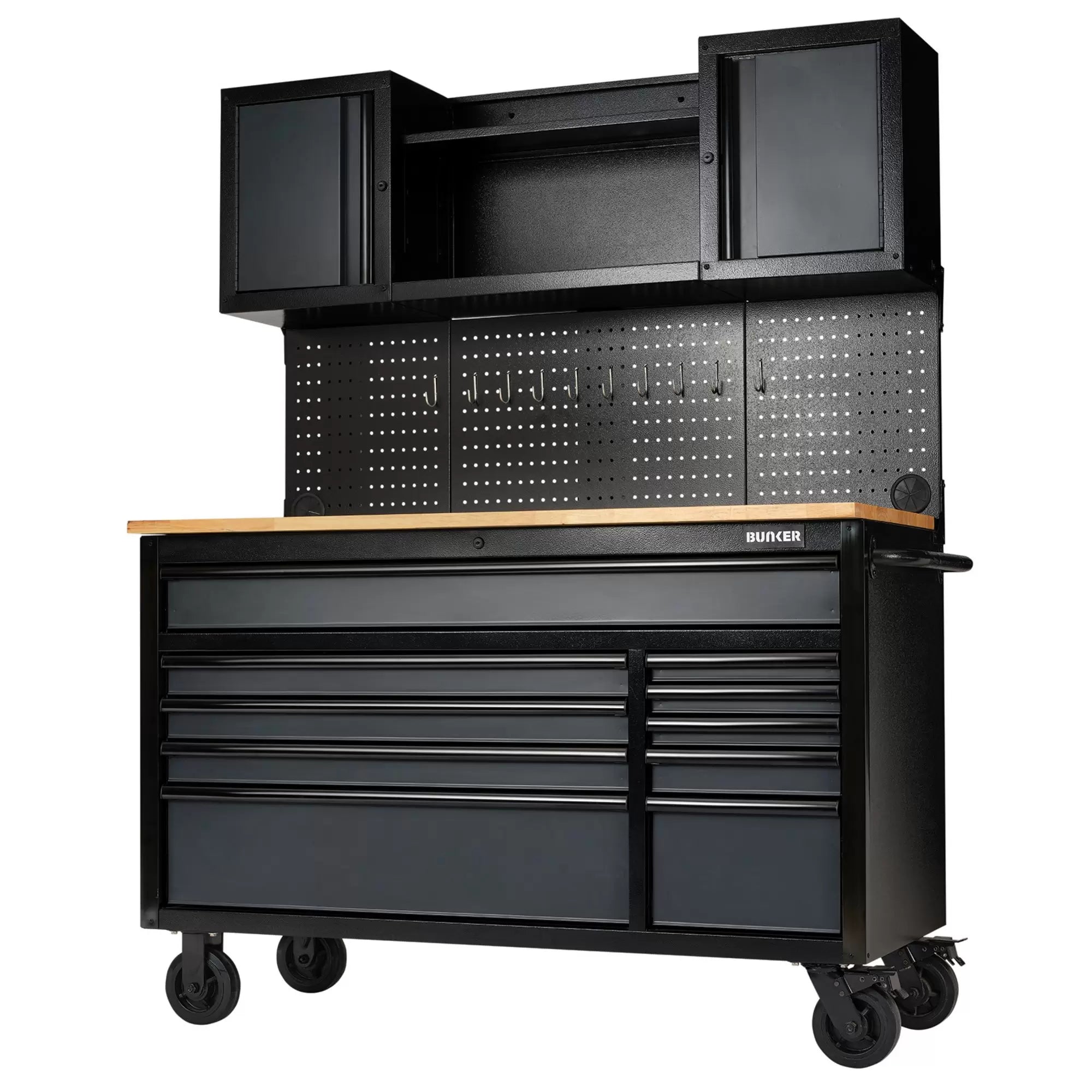Draper Tools - 08242 - BUNKER 10 Drawer Roller Workstation with Workbench, 56", Grey