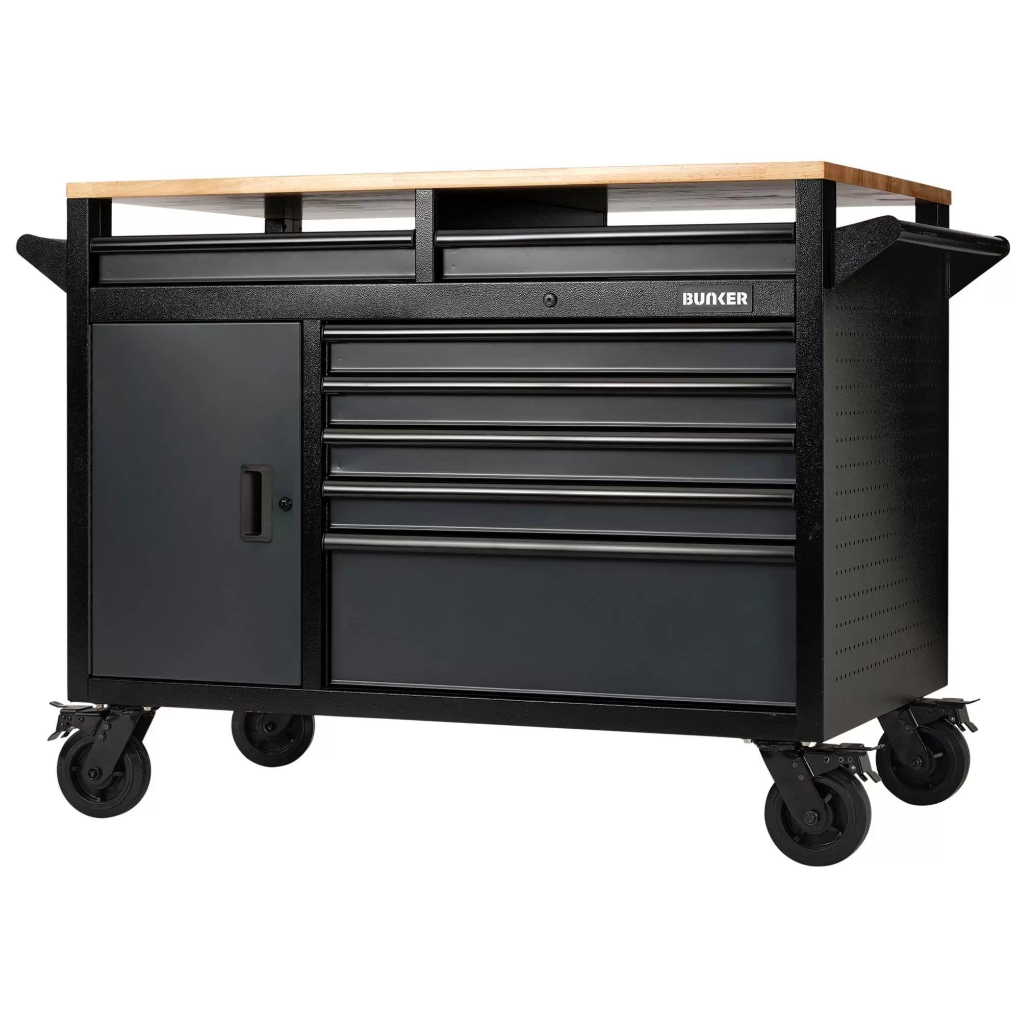 Draper Tools - 08251 - BUNKER 14 Drawer Multi-Functional Workbench Roller Tool Cabinet, 48", Grey