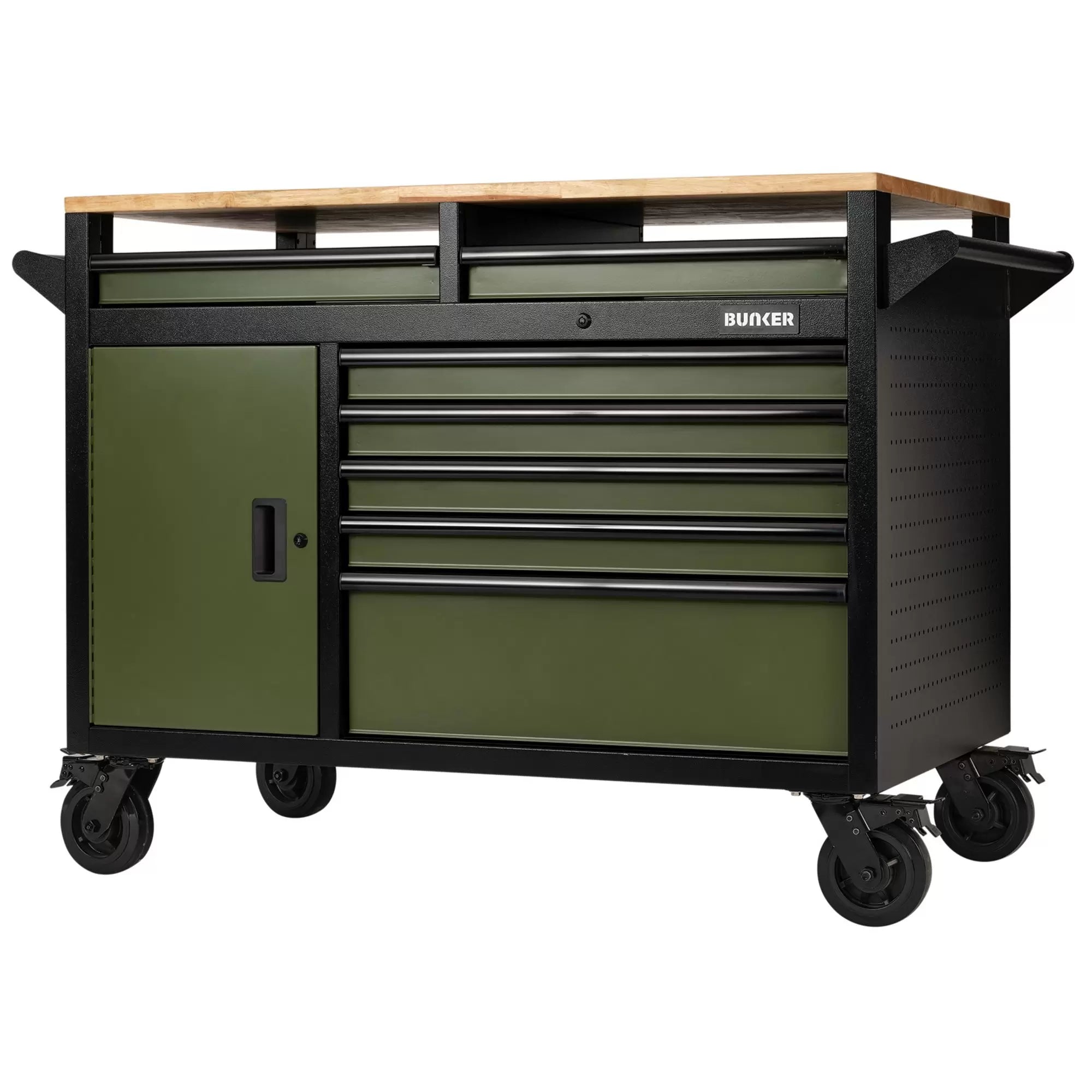 Draper Tools - 08269 - BUNKER 14 Drawer Multi-Functional Workbench Roller Tool Cabinet, 48", Green
