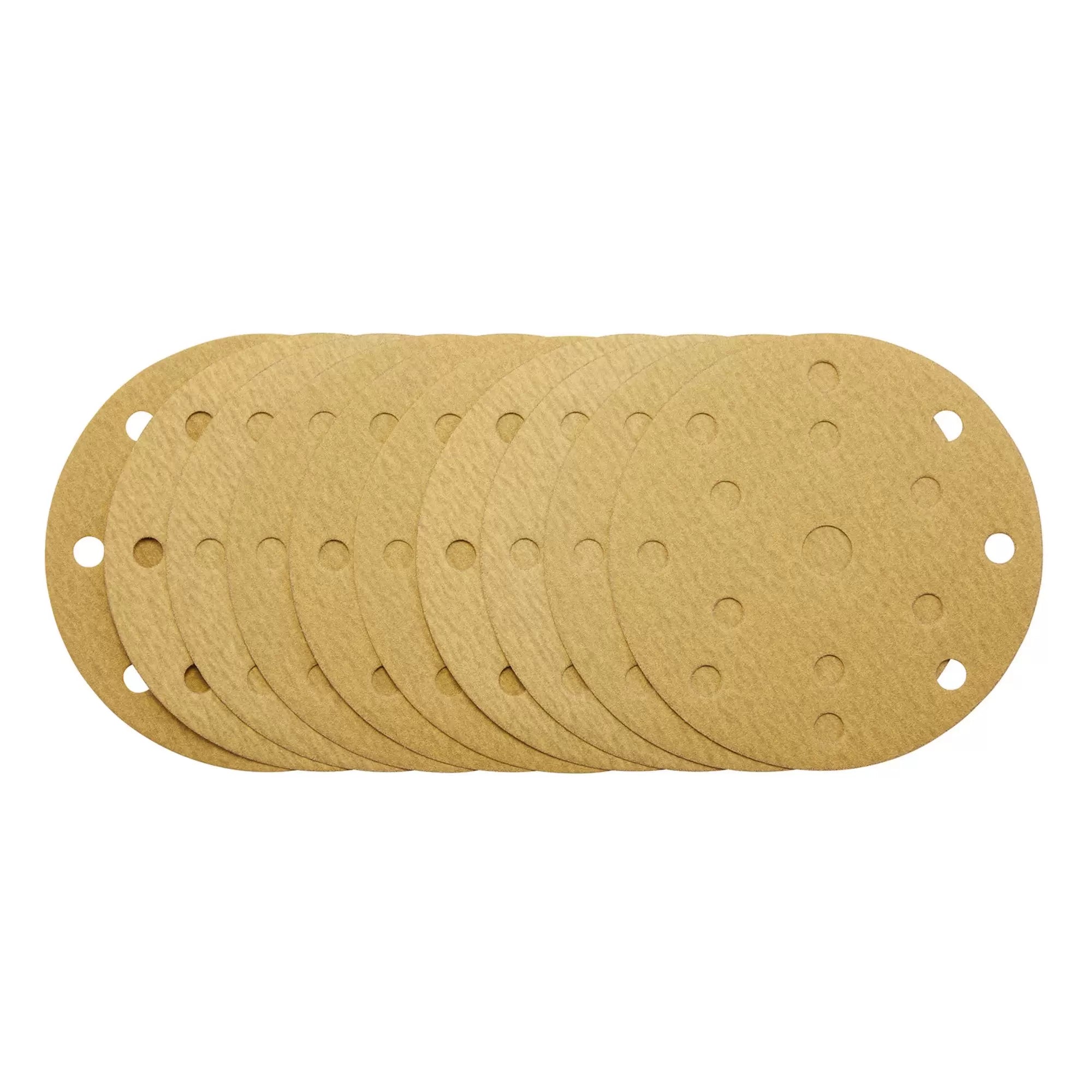 Draper Tools - 08475 - Gold Sanding Discs with Hook & Loop, 150mm, 180 Grit, 15 Dust Extraction Holes (Pack of 10)