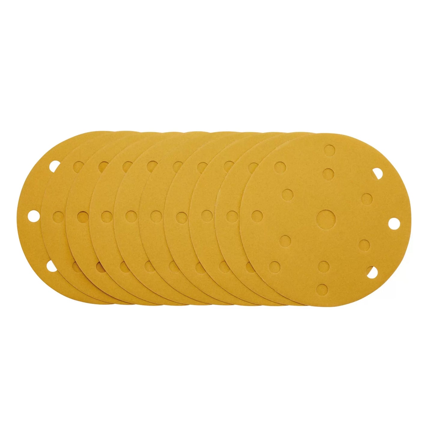 Draper Tools - 08476 - Gold Sanding Discs with Hook & Loop, 150mm, 240 Grit, 15 Dust Extraction Holes (Pack of 10)