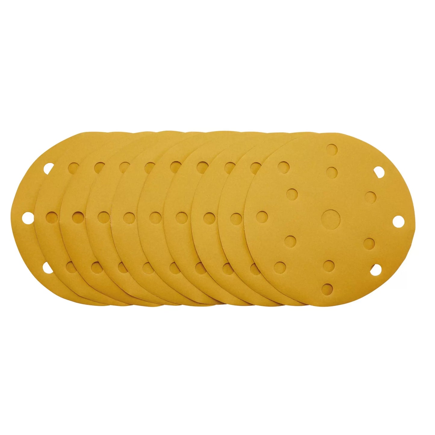 Draper Tools - 08477 - Gold Sanding Discs with Hook & Loop, 150mm, 320 Grit, 15 Dust Extraction Holes (Pack of 10)