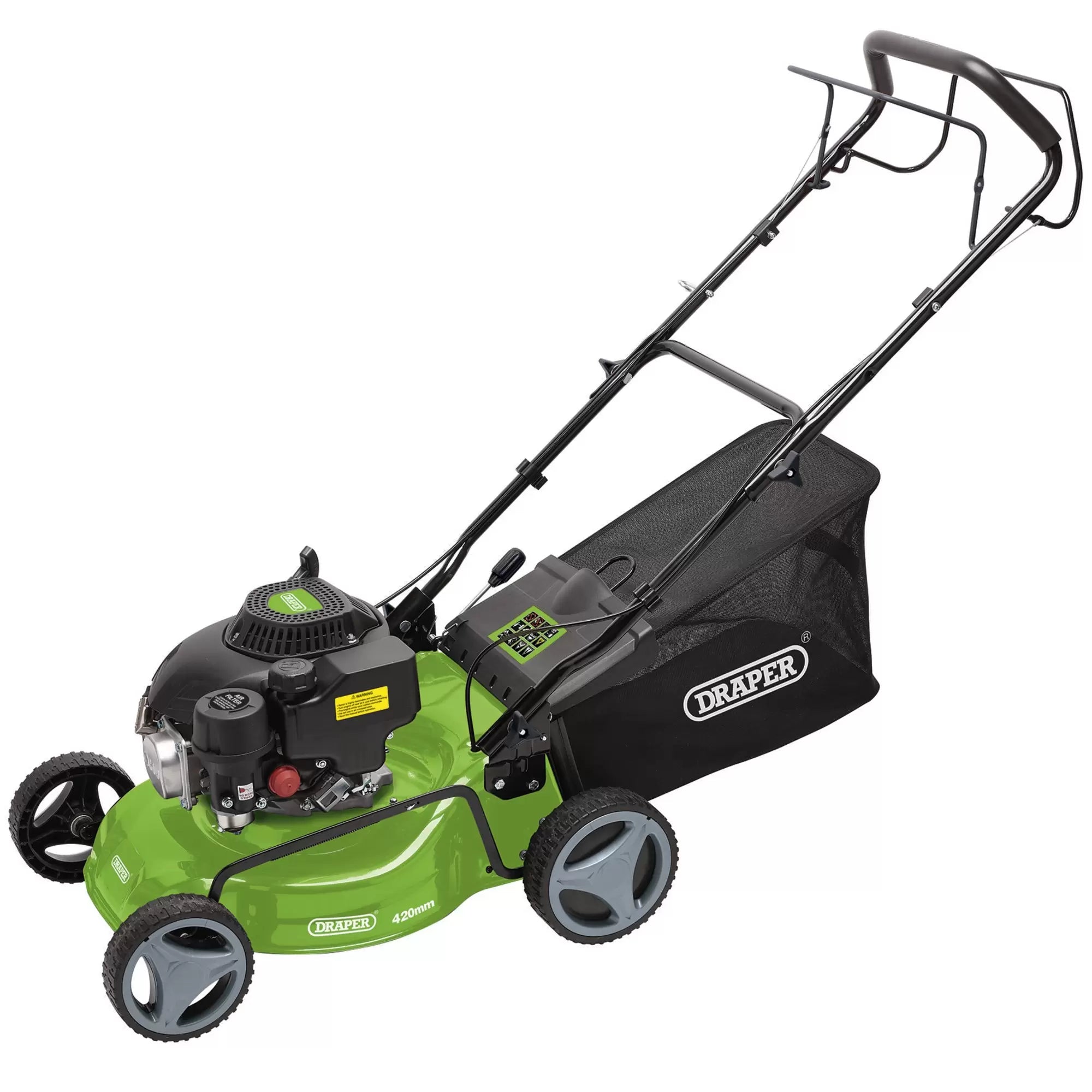 Draper Tools - 08671 - Steel Deck Petrol Lawn Mower, 410mm, 132cc/3.3HP
