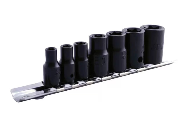 Laser - 0897 - Impact Star Socket Set 3/8"D, 1/4"D 7pc