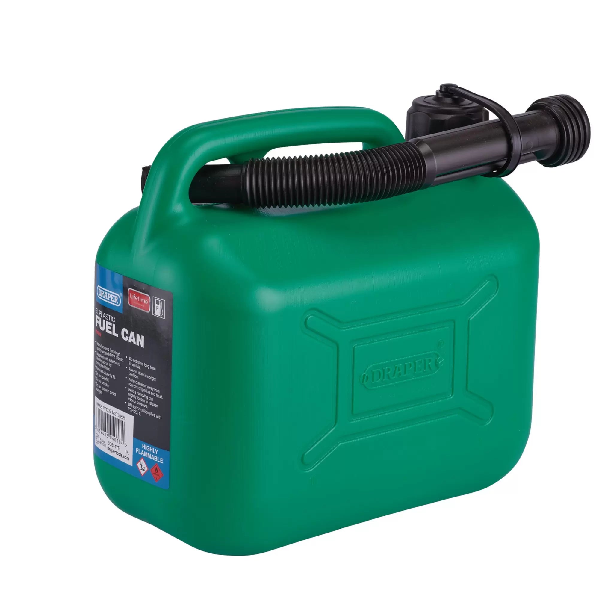 Draper Tools - 09052 - Plastic Fuel Can, 5L, Green