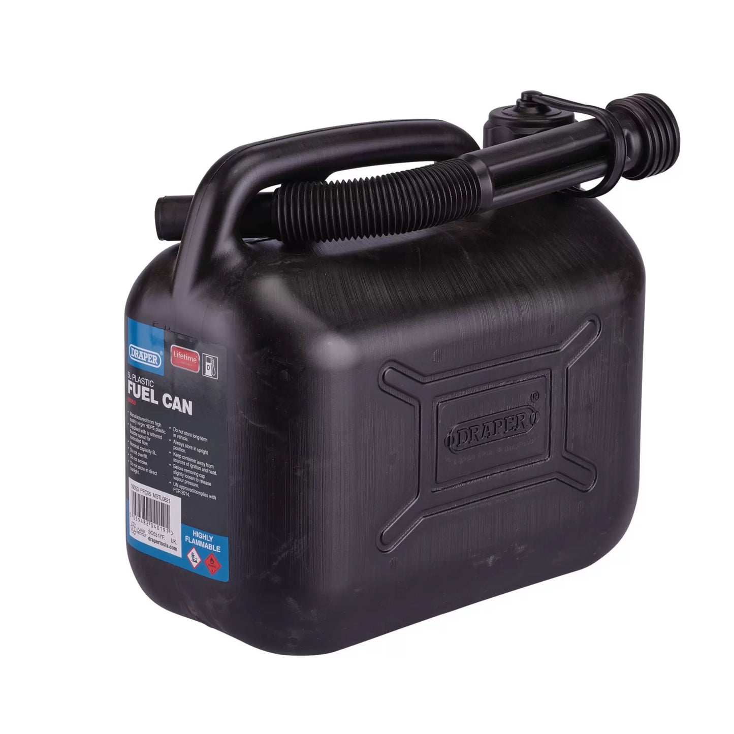 Draper Tools - 09053 - Plastic Fuel Can, 5L, Black