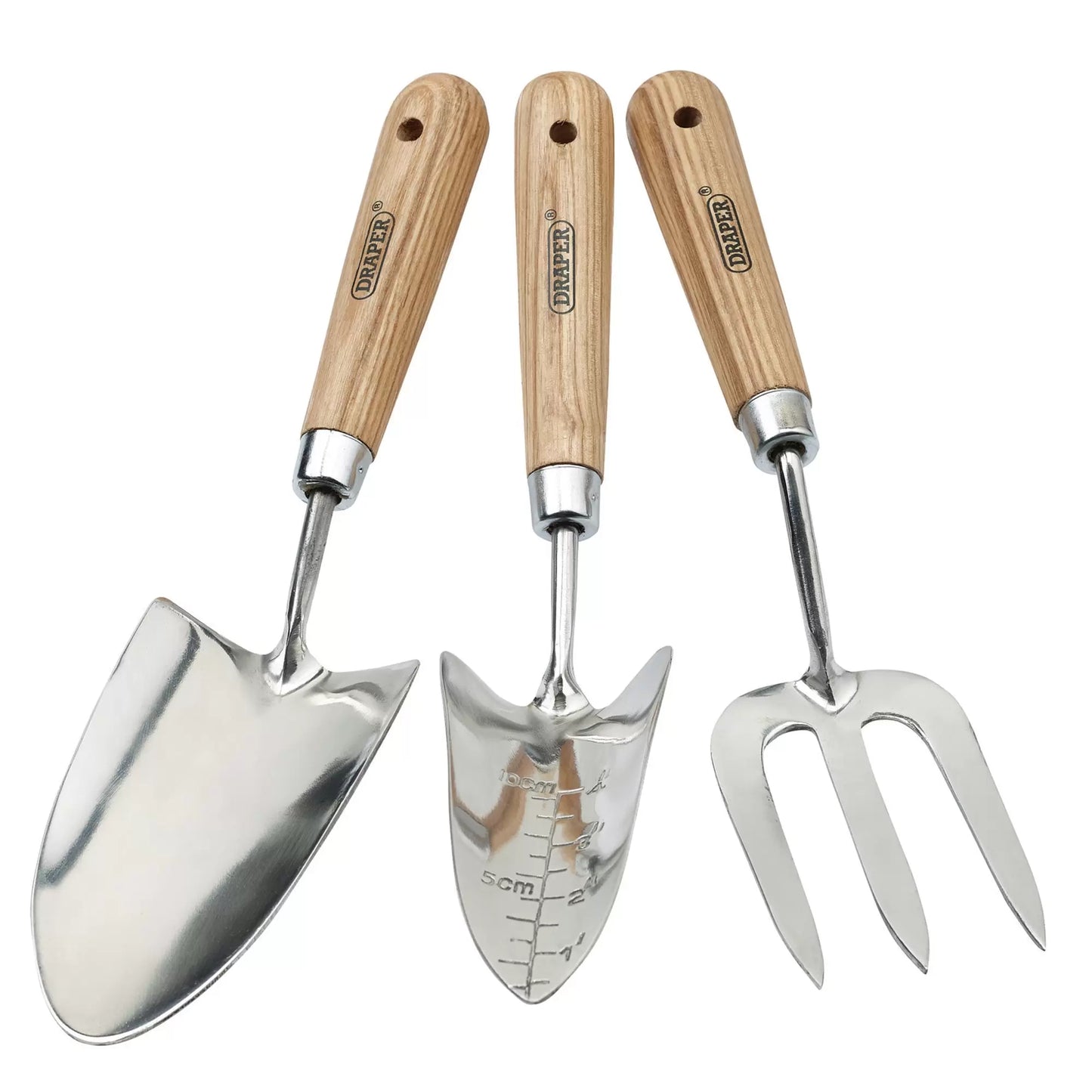 Draper Tools - 09565 - Draper Heritage Stainless Steel Hand Fork and Trowels Set with Ash Handles (3 Piece)