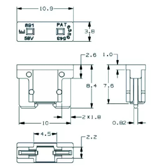 Durite 0-371-02 - Fuse Low Profile Mini Blade Type Grey 2 amp bg10