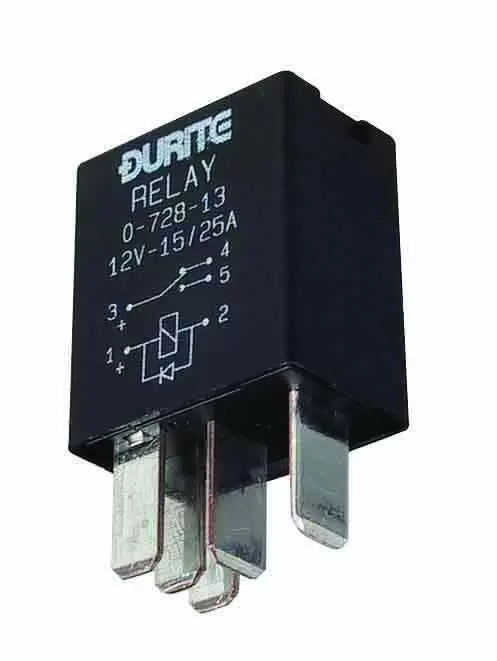 Durite 3-728-13 - Relay Micro Change Over 15/25 amp 12 volt with Diode Pk 100