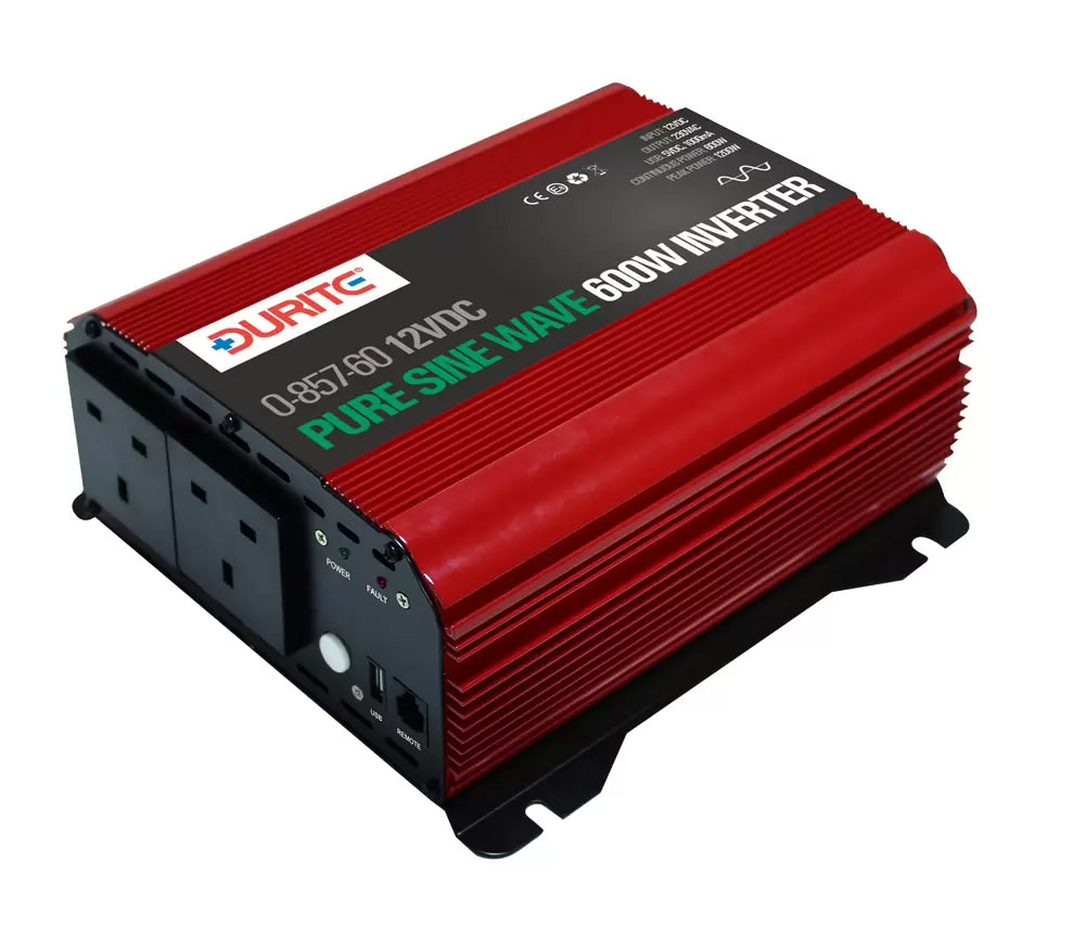 Durite 0-857-60 - Inverter Sine Wave 12 volts DC to 230 volts AC 600 watt Bx1