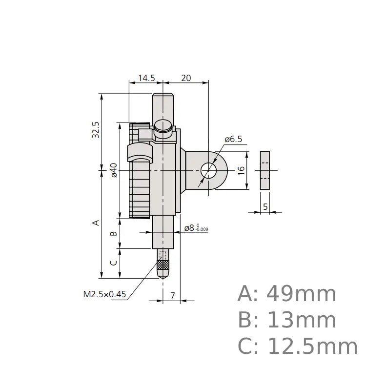 Mitutoyo 1013S-10 Lug Back Dial Indicator 0–1mm, 0.002mm Resolution