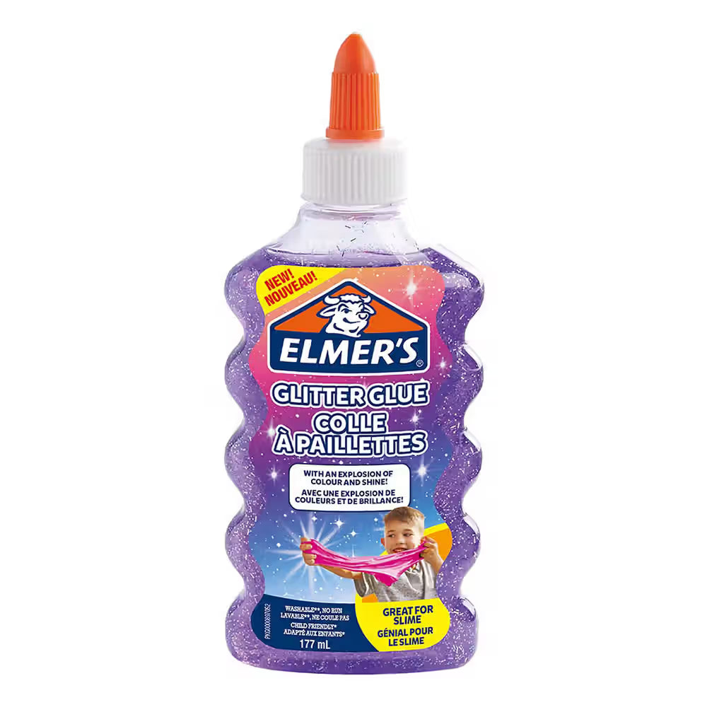 Elmer’s Glitter Glue, Silver, 177 ml – Washable & Child-Friendly