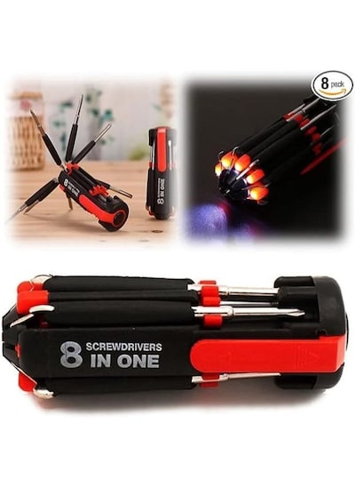 Generic 8-in-1 Multifunctional Screwdrivers with Work Light and Flashlight – Portable Multitool Screwdriver for Home, Kitchen, Car Repair