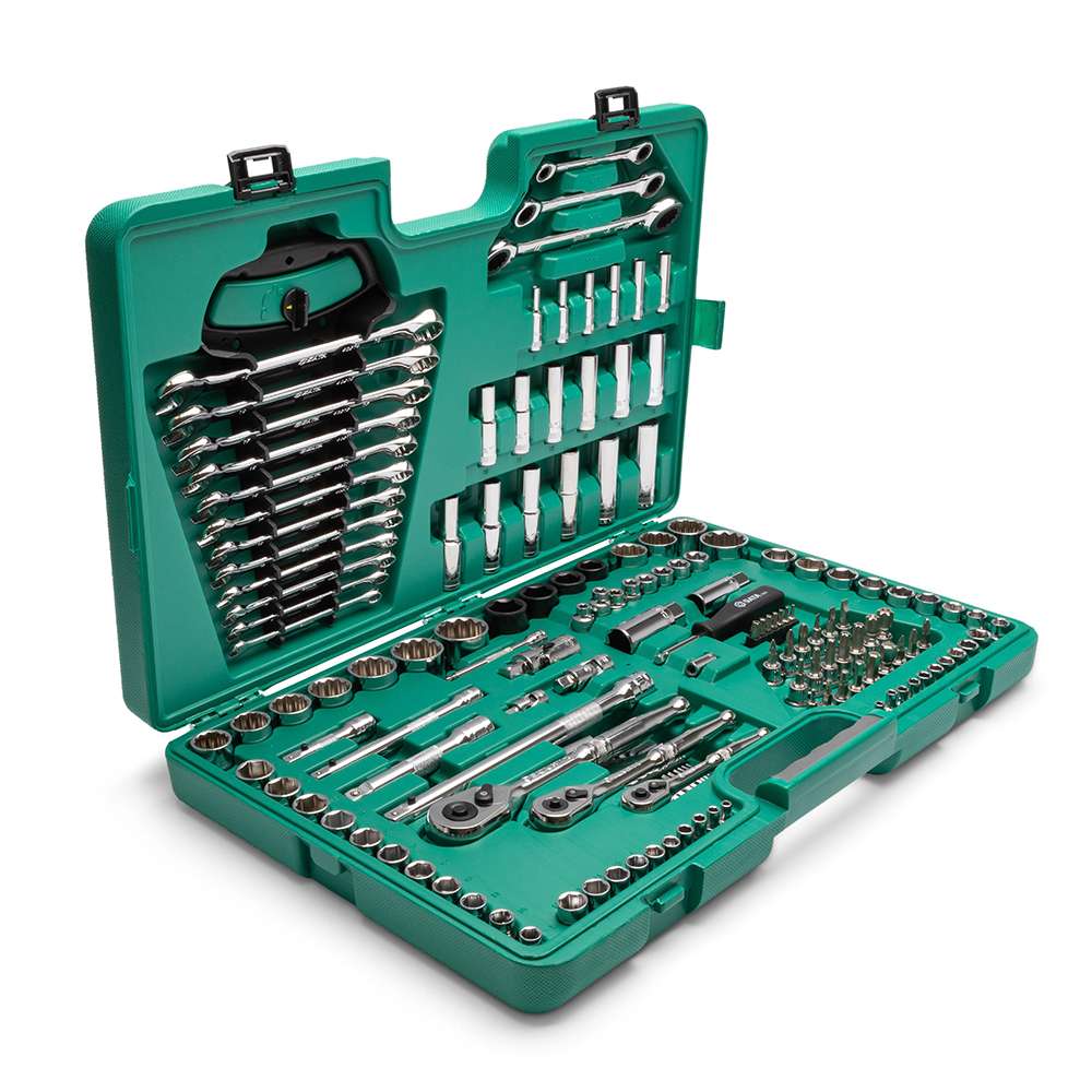 ST09510L 150-Piece Socket Wrench Set - 1/4", 3/8", and 1/2" Drive, 6 and 12 Point, Metric/SAE