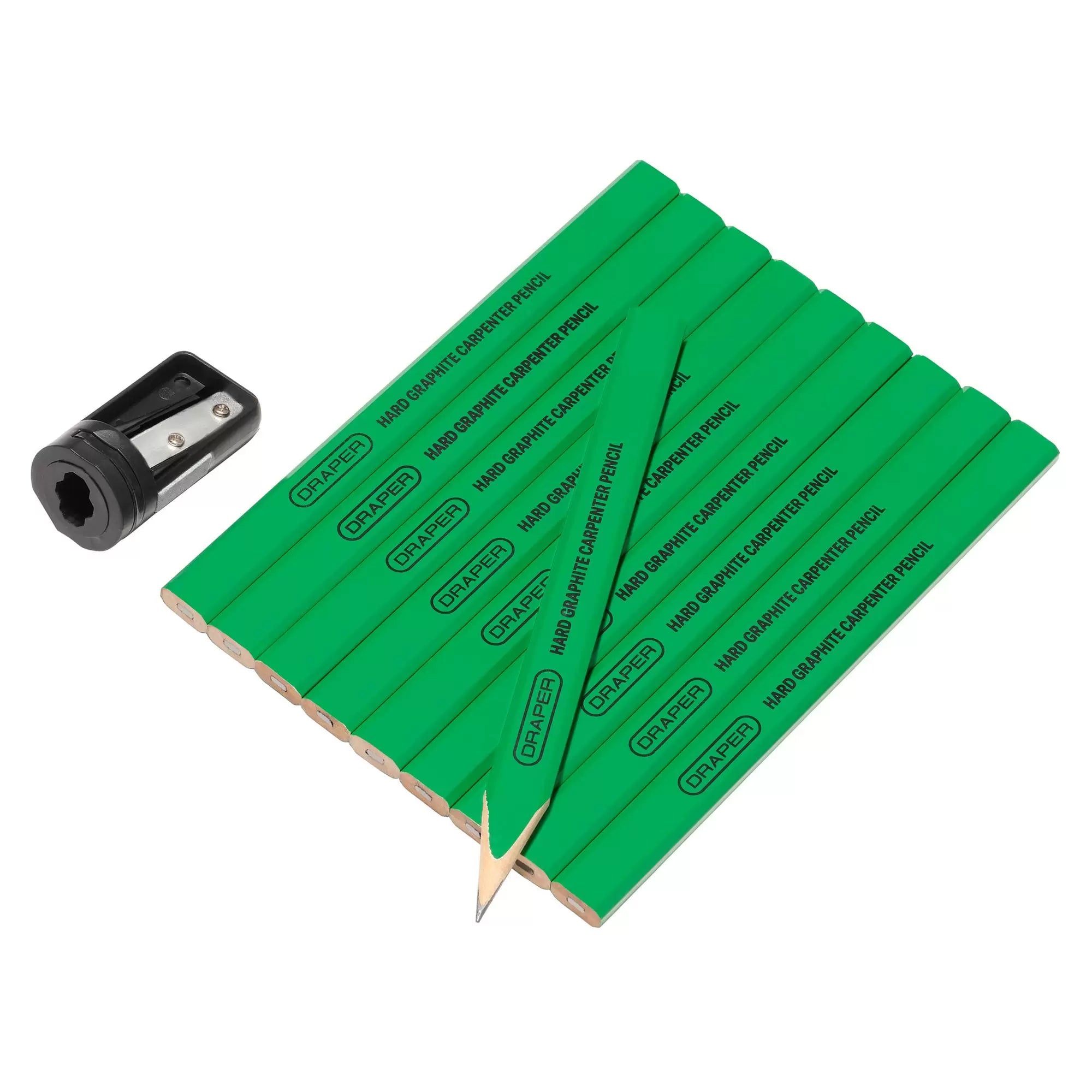 Draper Tools - 12145 - Carpenter's Pencils with Sharpener (Pack of 10)