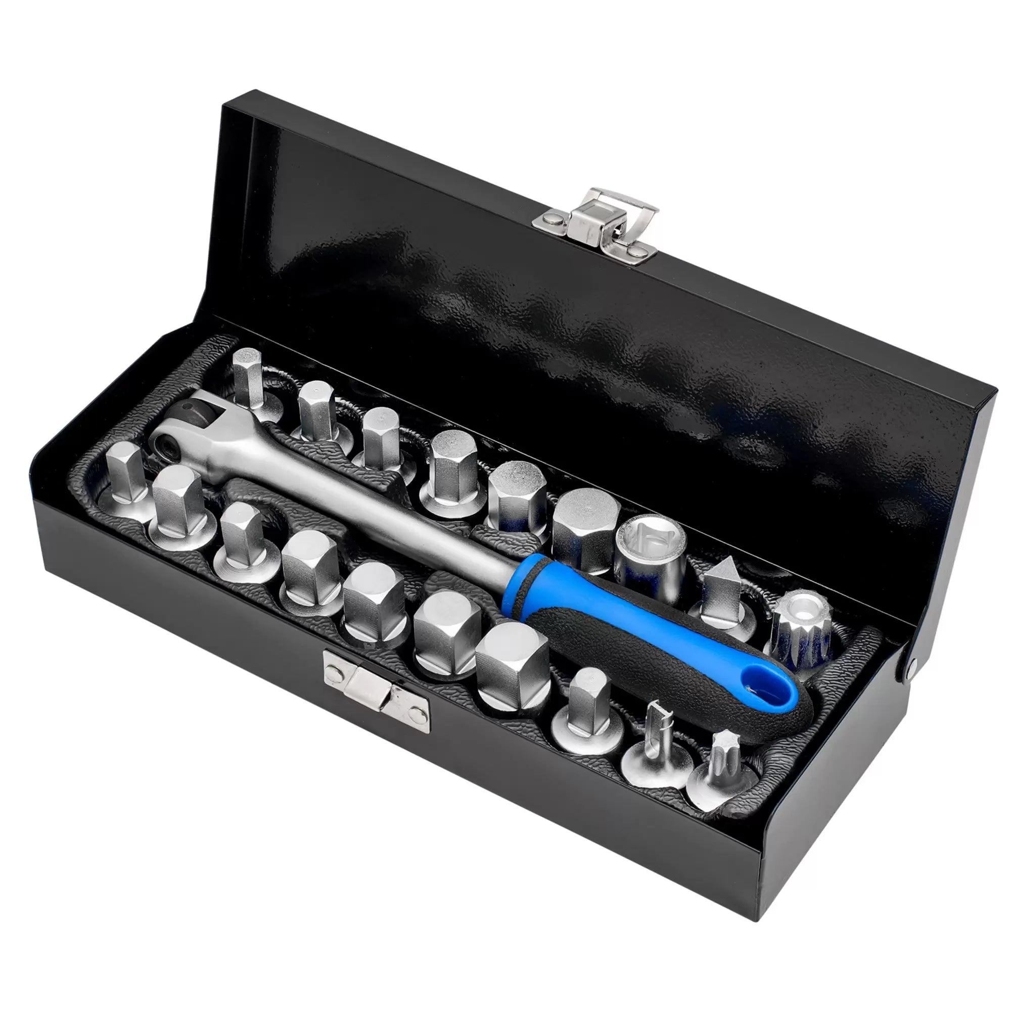 Draper Tools - 12396 - Oil Drain Sump Plug Key Set, 3/8" Sq. Dr. (20 Piece)