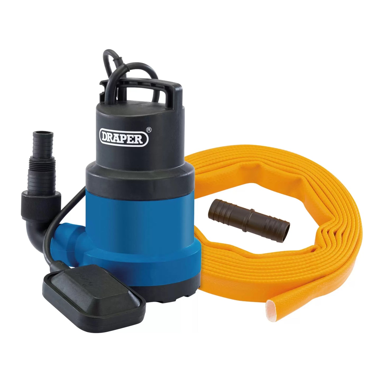 Draper Tools - 12429 - 230V Submersible Clean Water Pump with Float Switch and Layflat Hose, 191L/min, 550W