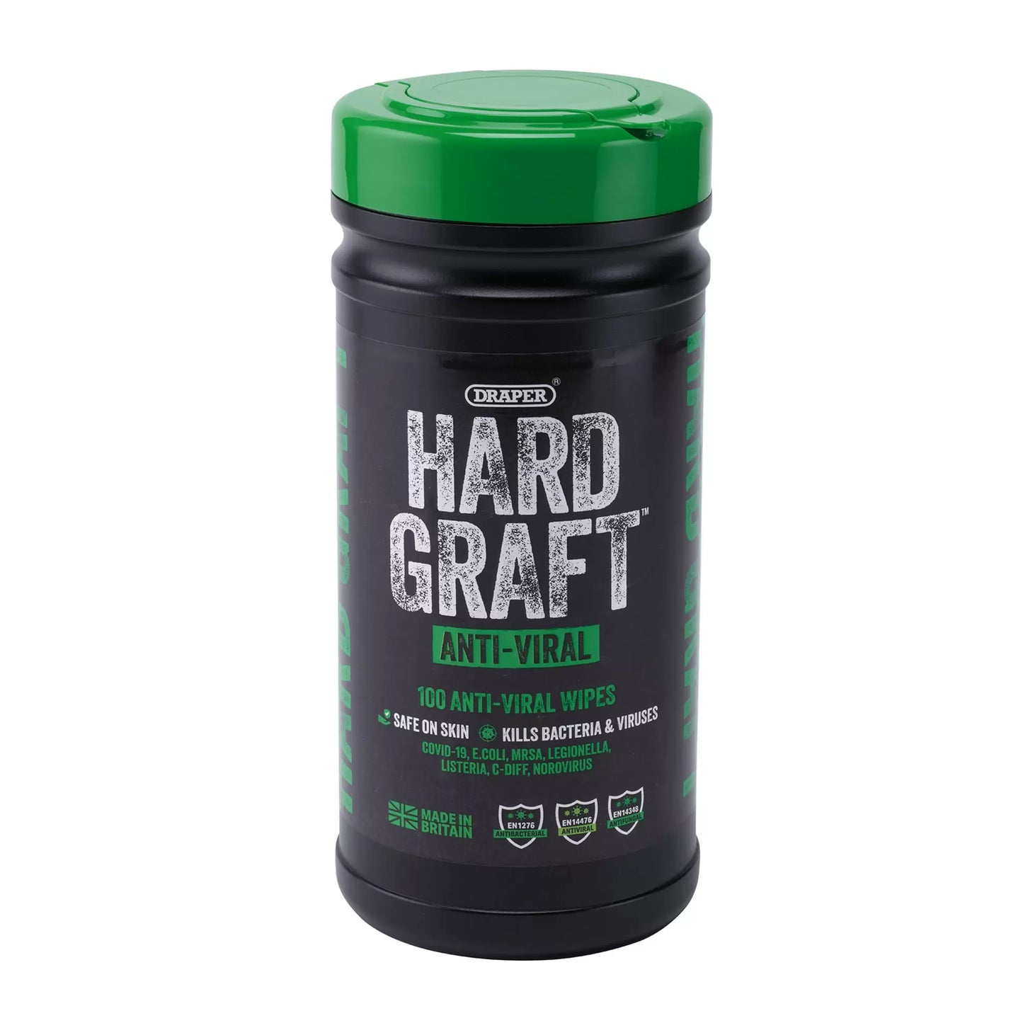 Draper Tools - 12437 - Draper Hard Graft Anti-Viral Wipes (Tub of 100)