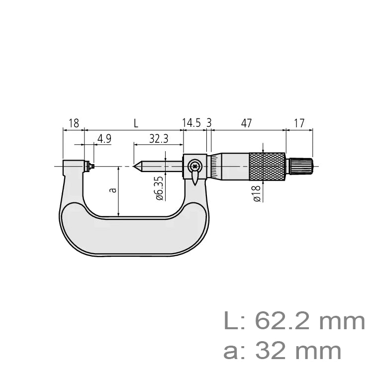 Mitutoyo 125-109 Screw Thread Micrometer 25–50mm – 2–3mm / 13–9 TPI