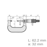 Mitutoyo 125-109 Screw Thread Micrometer 25–50mm – 2–3mm / 13–9 TPI