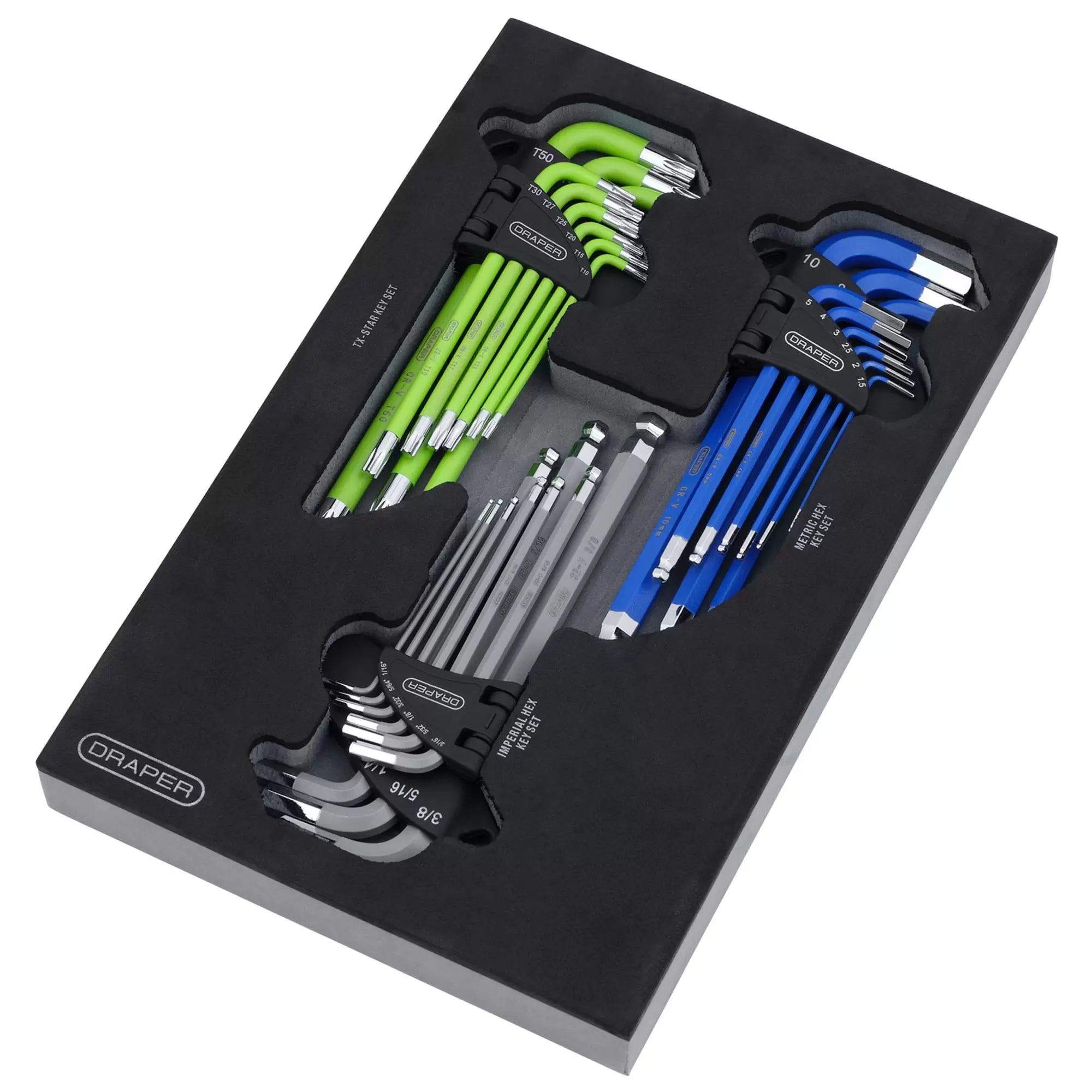 Draper Tools - 12822 - Draper TX-STAR®, Imperial & Metric Ball End Hex Key Sets (27 Piece)