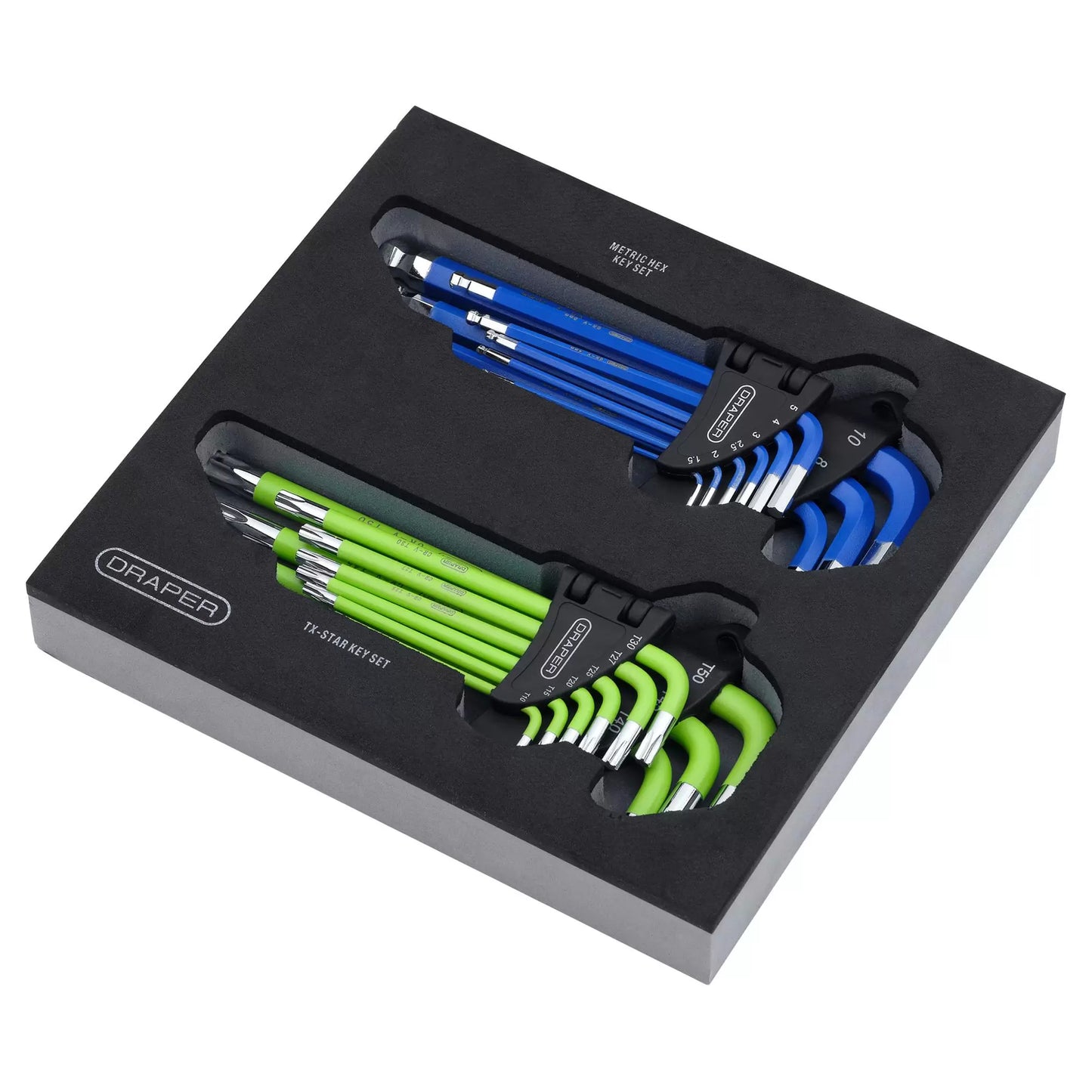Draper Tools - 12823 - Draper TX-STAR® Metric Ball End Hex Key Sets in Storage Tray (18 Piece)