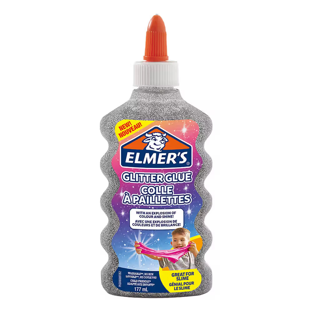 Elmer's Glitter Glue, 177 ml, Black - Washable & Child-Friendly