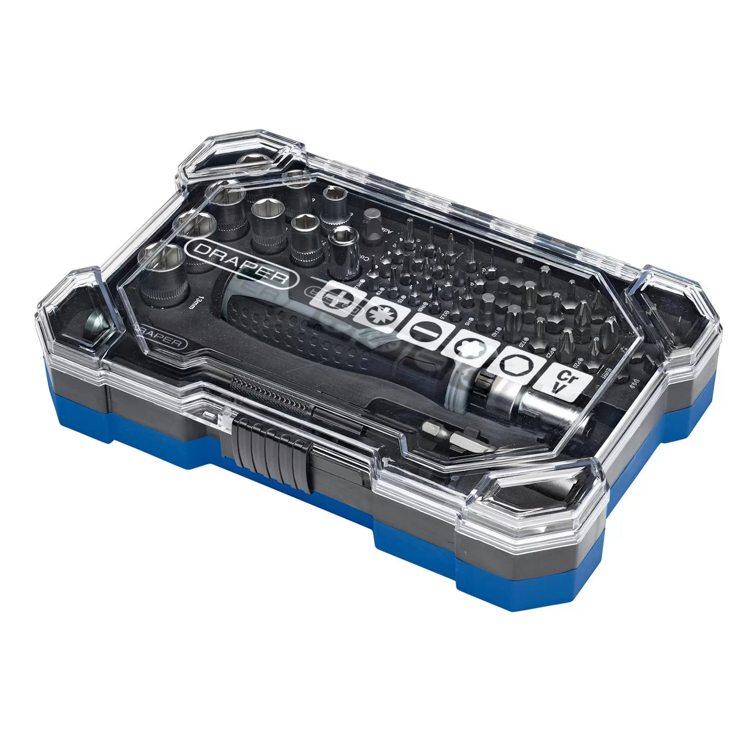 Draper Tools - 13442 - Soft Grip Ratchet Screwdriver and Bit Set (55 Piece)