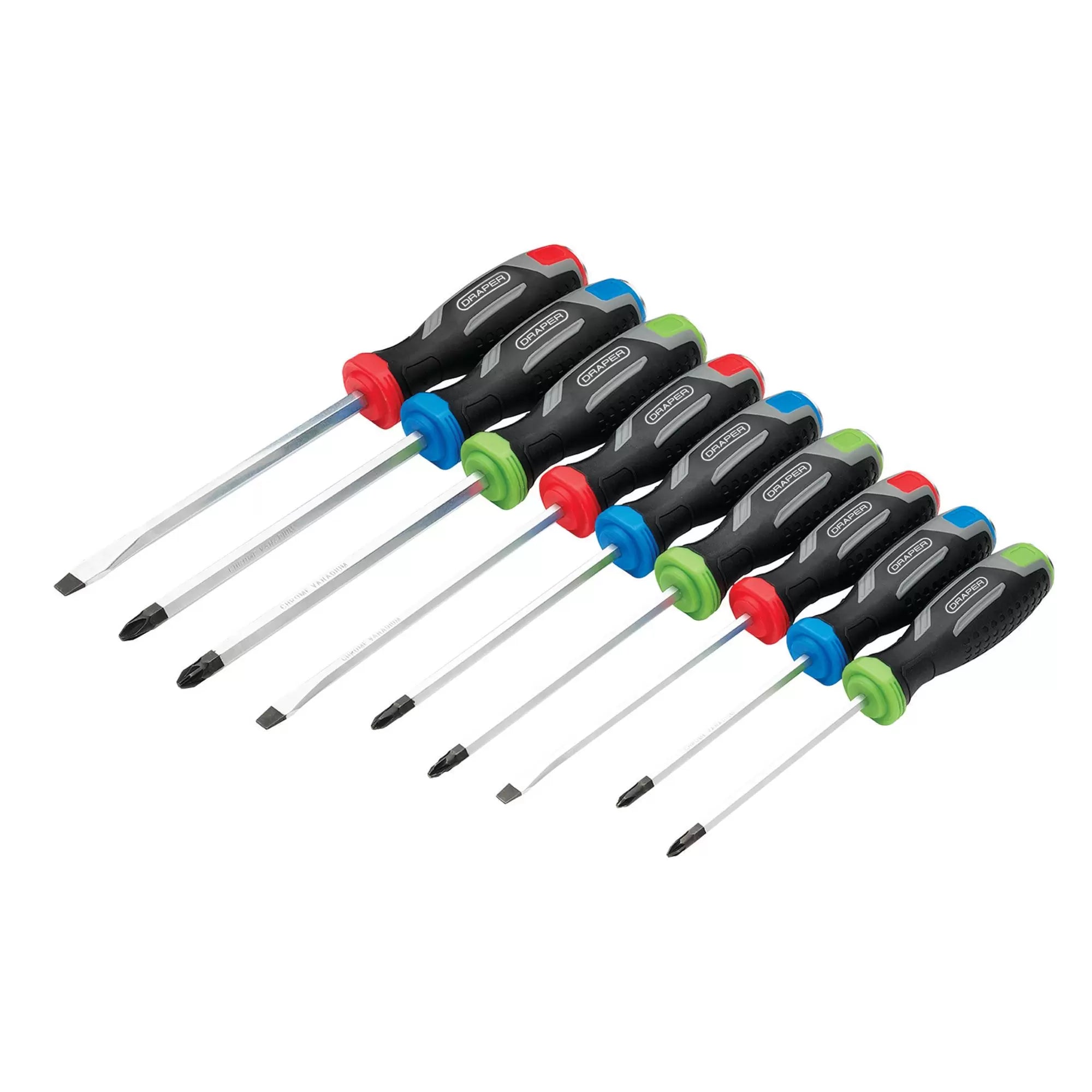 Draper Tools - 13487 - Pound Thru Soft Grip Screwdriver Set (9 Piece)