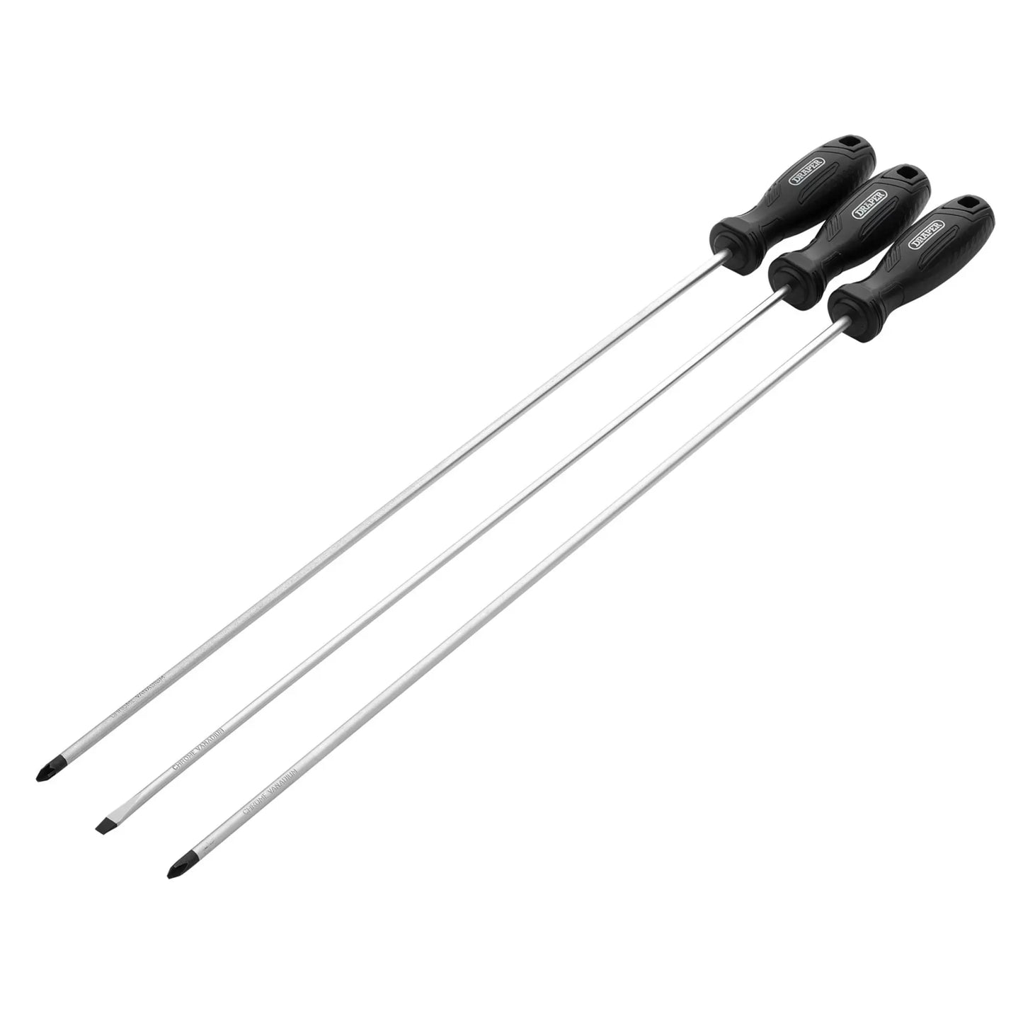 Draper Tools - 13580 - Long Reach Hard Grip Screwdriver Set (3 Piece)