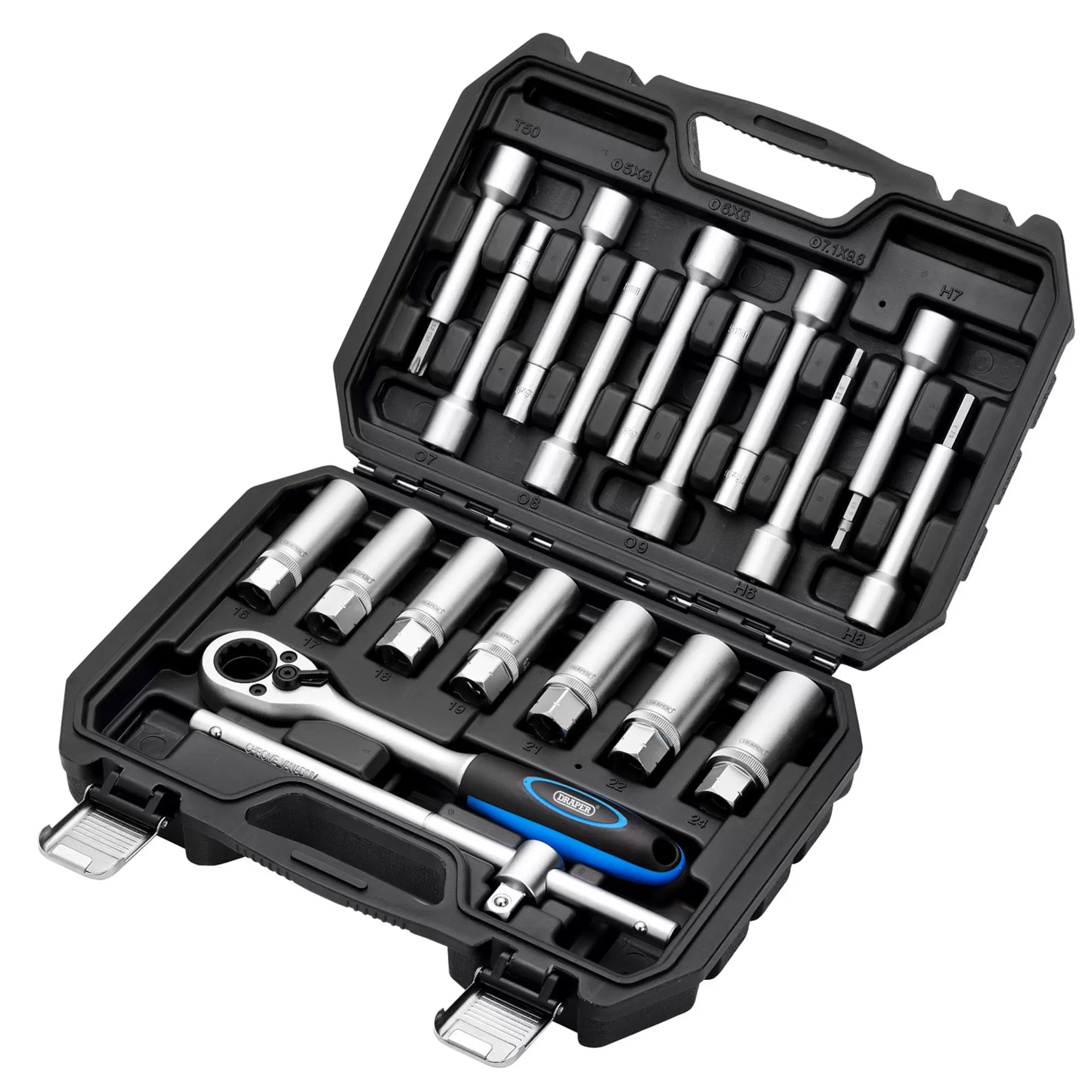Draper Tools - 13604 - Shock Absorber Strut Nut Kit, 1/2" Sq. Dr. (19 Piece)