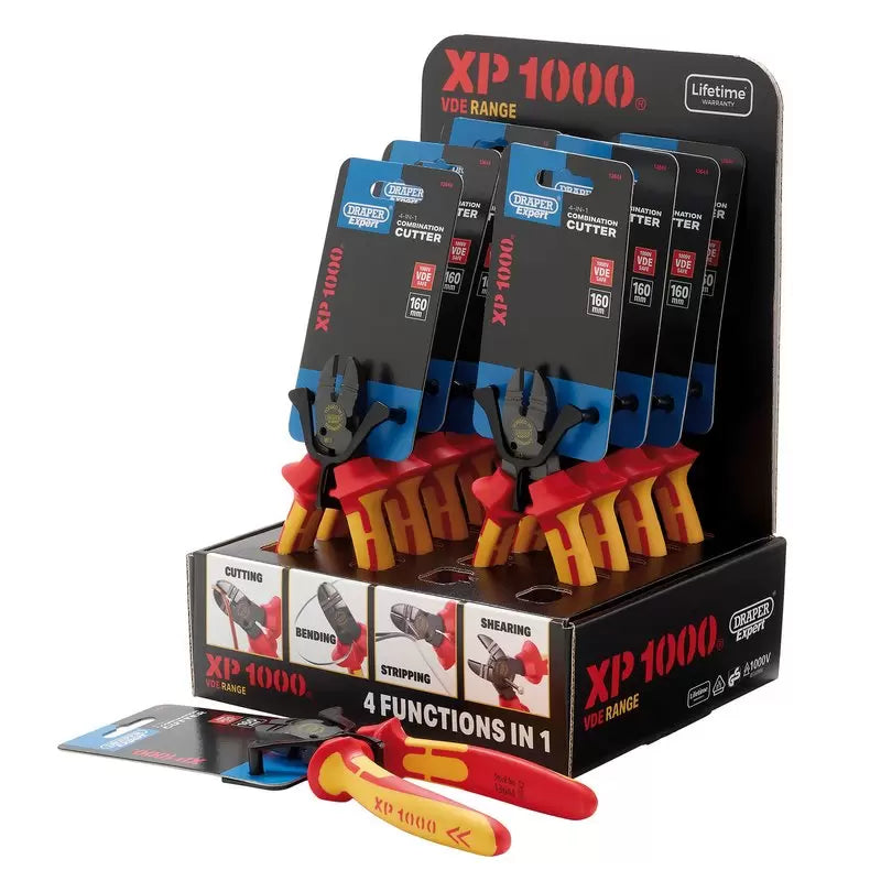 Draper Tools - 13614 - XP1000® Counter Top Display of VDE 160mm 4-in-1 Combination Cutters (10 Piece)