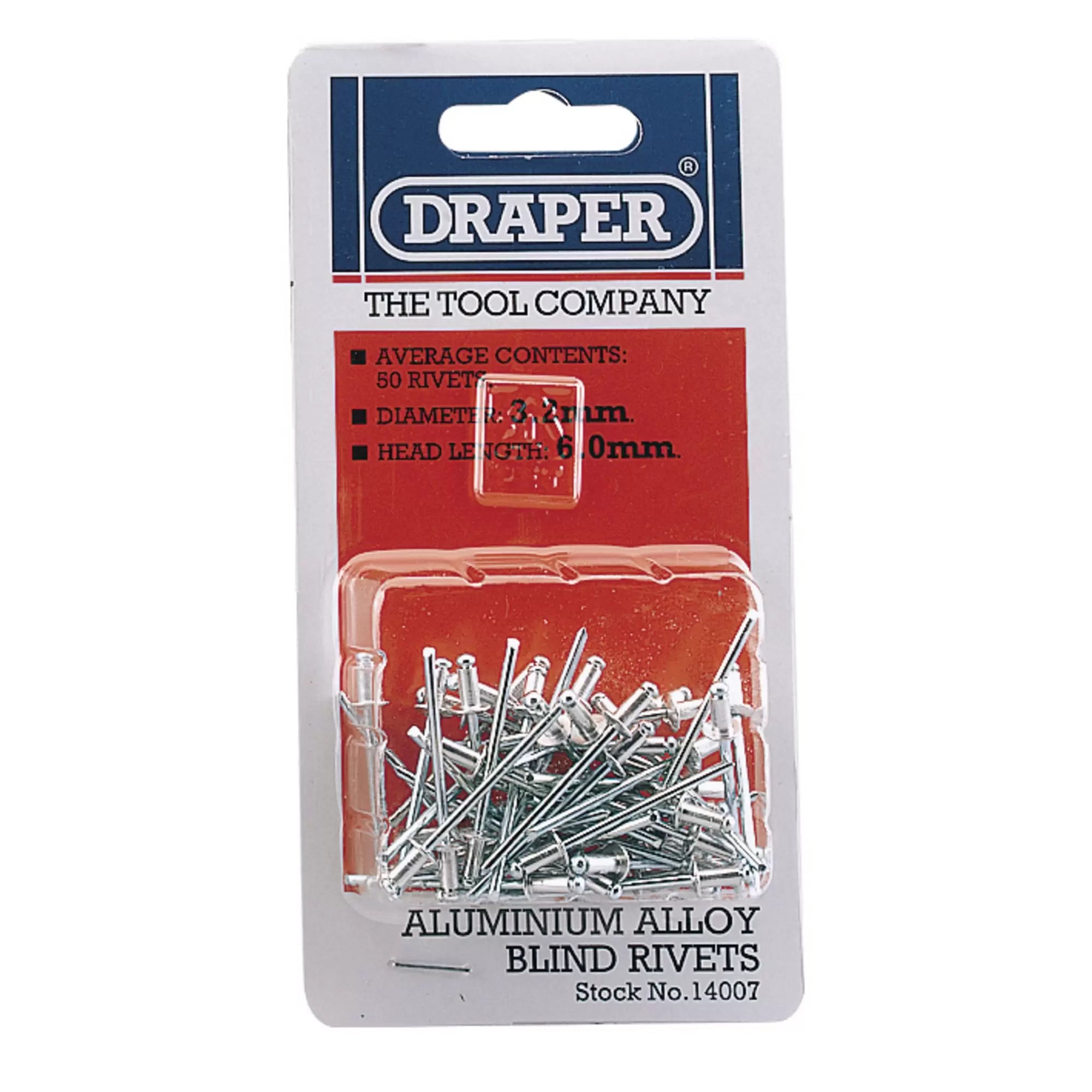 Draper Tools - 14007 - Blind Rivets, 3.2 x 5.2mm (50 Piece)