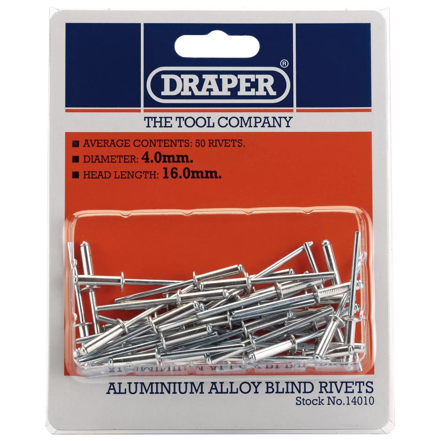 Draper Tools - 14010 - Blind Rivets, 4 x 15.8mm (50 Piece)