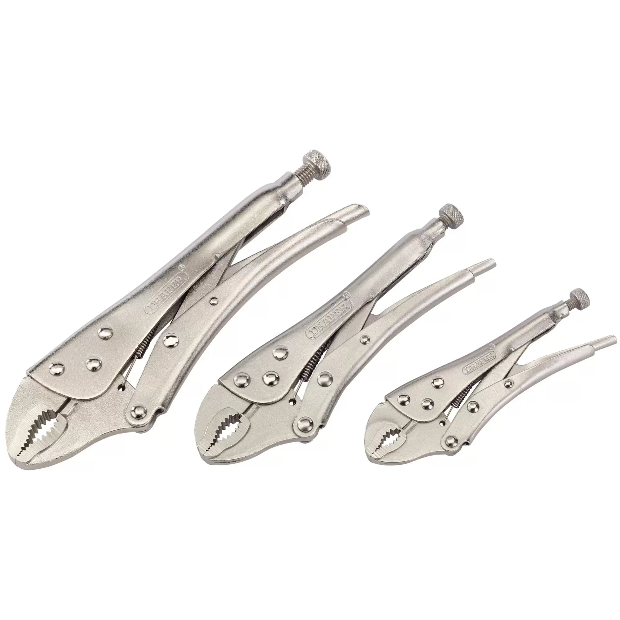 Draper Tools - 14040 - Curved Jaw Self Grip Pliers Set (3 Piece)