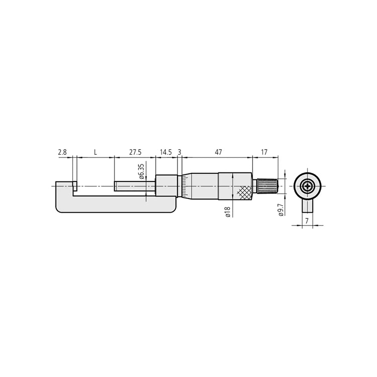 Mitutoyo 147-301 Hub Micrometer 0–25mm – 0.01mm Resolution