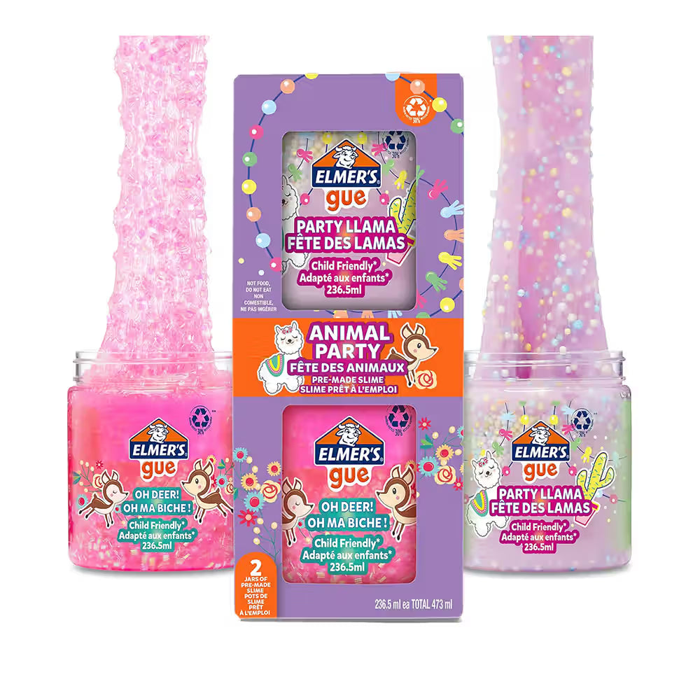 Elmer’s Ready Slime Kit, 236ml, Party Animals, Pre-Made Slime, No Mixing Required - Multicolor