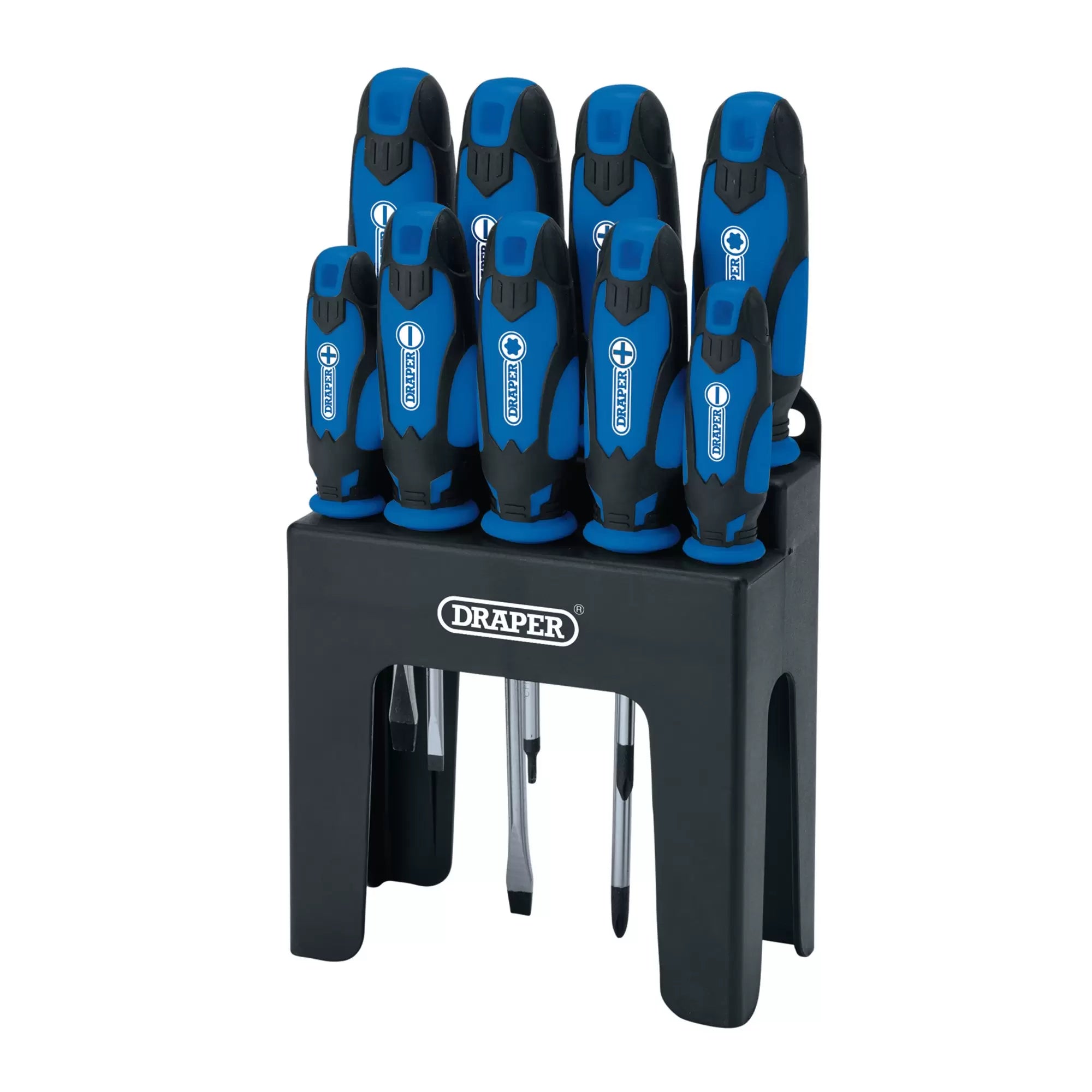 Draper Tools - 15960 - Soft Grip Screwdriver Set, Blue (9 Piece)