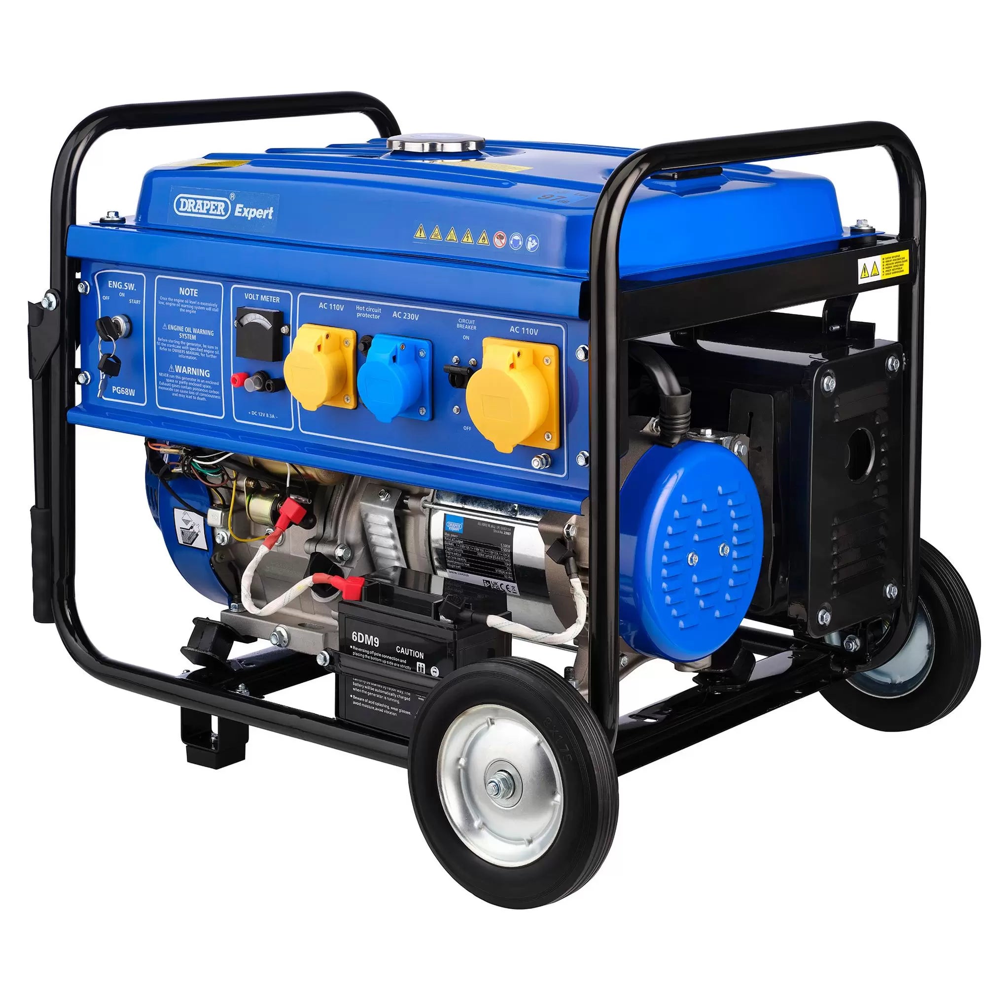 Draper Tools - 16143 - Draper Expert Petrol Generator with Wheels, 6000W