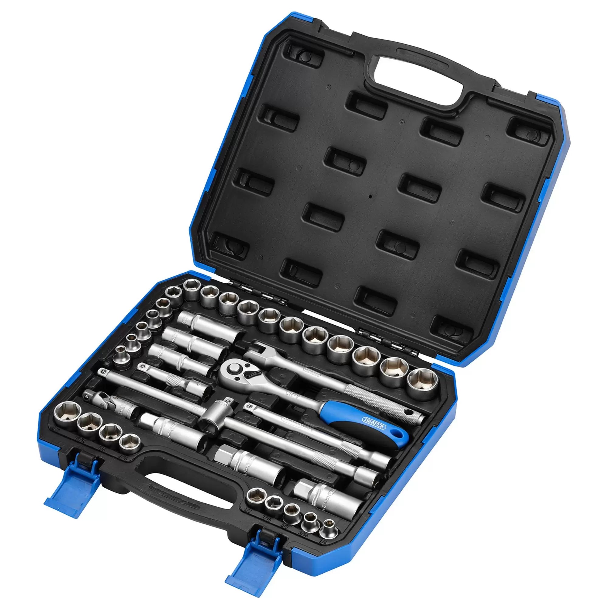 Draper Tools - 16361 - Combined MM/AF Socket Set, 3/8" Sq. Dr. (39 Piece)