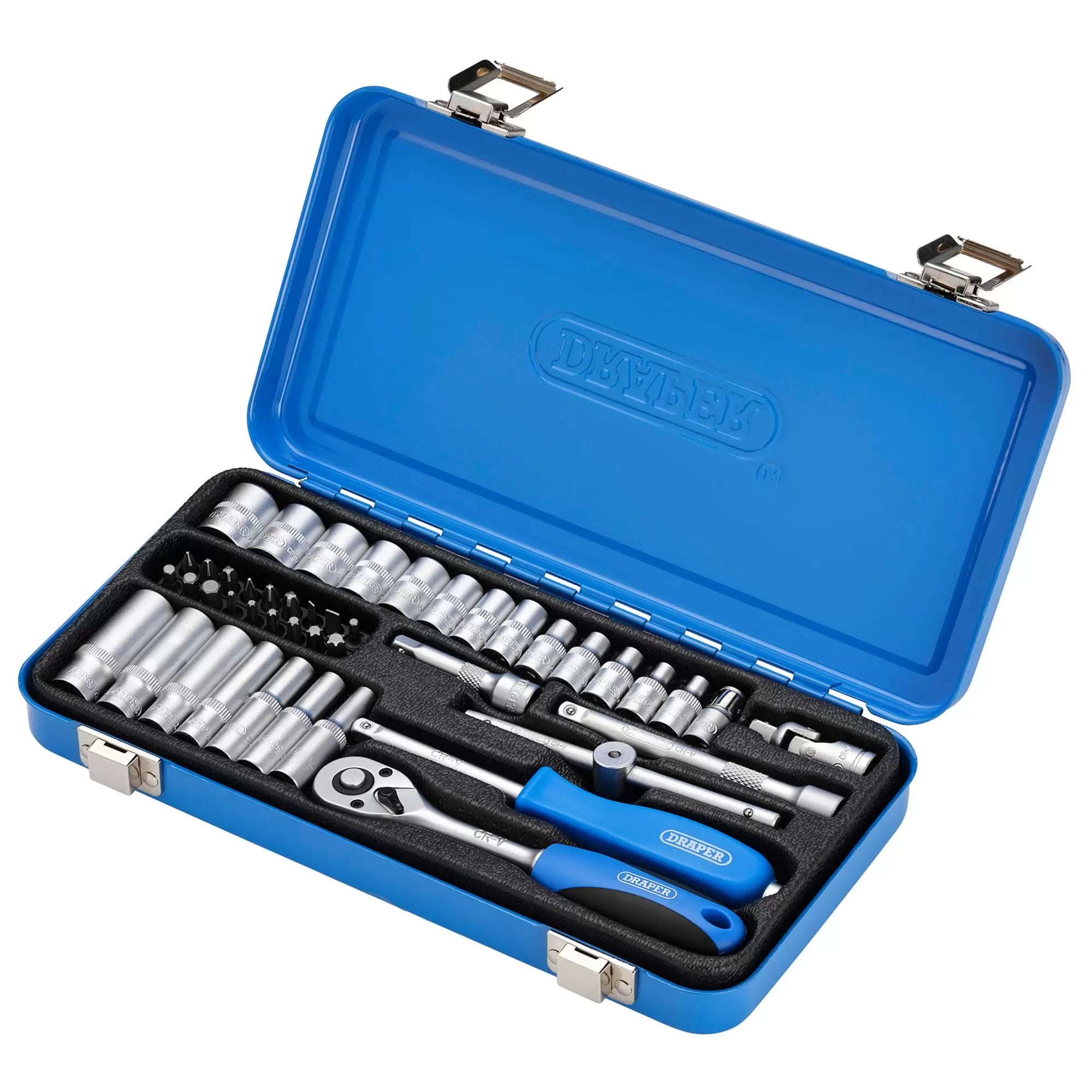 Draper Tools - 16365 - Metric Socket Set in Metal Case, 1/4" Sq. Dr. (45 Piece)