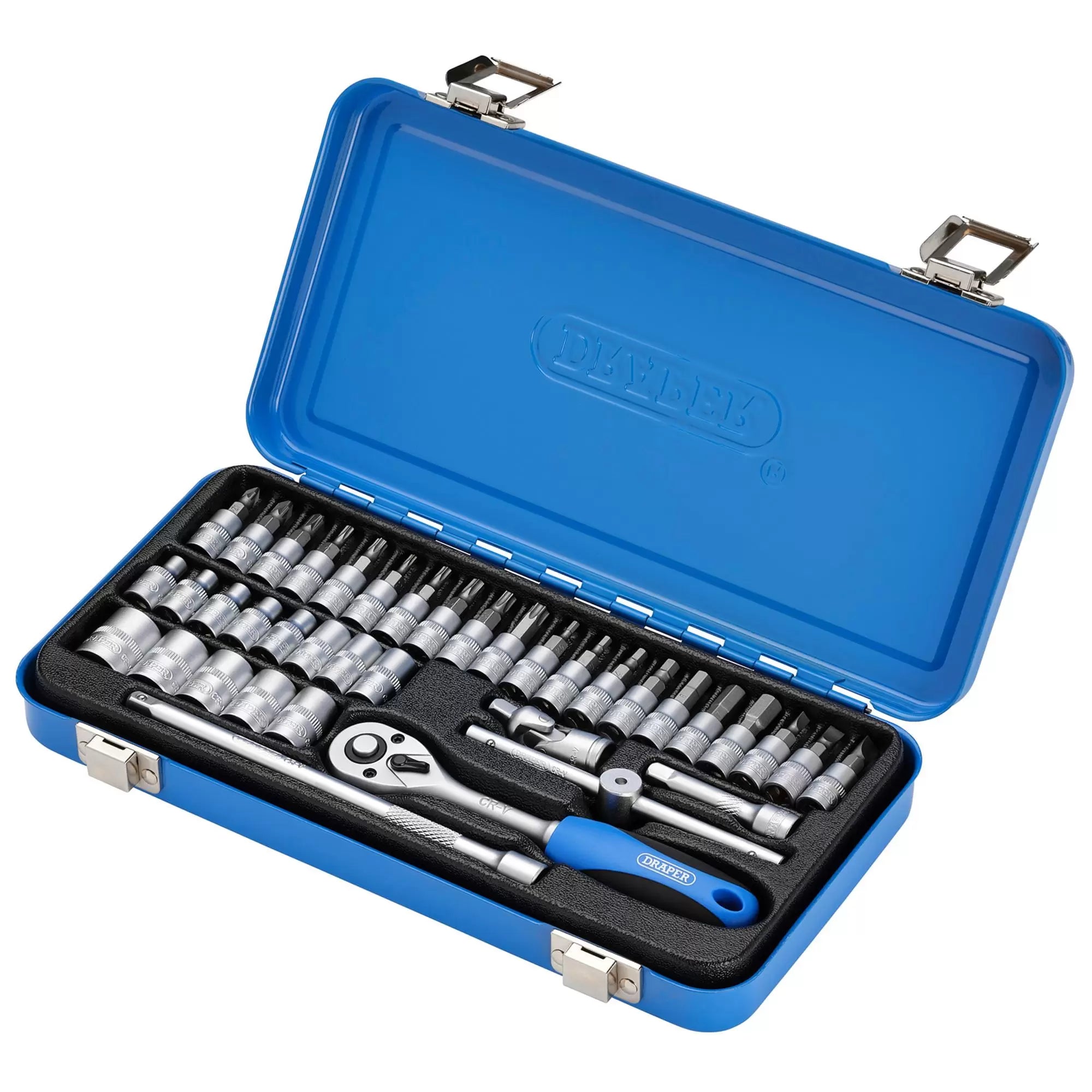 Draper Tools - 16366 - Metric Socket Set in Metal Case, 1/4" Sq. Dr. (38 Piece)