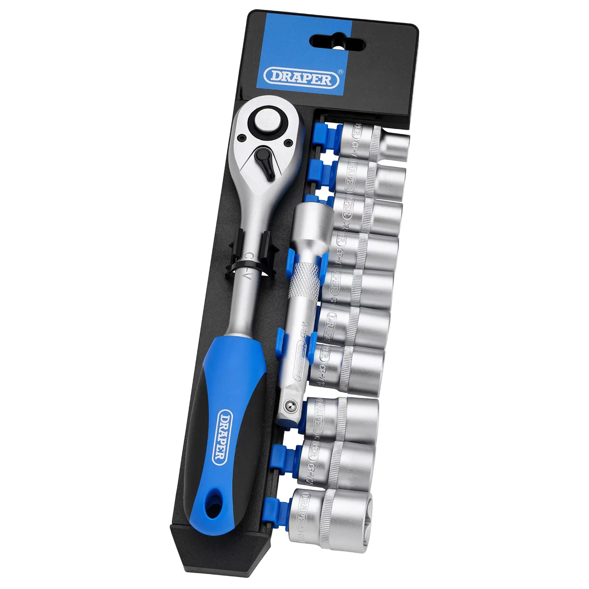 Draper Tools - 16374 - Metric Socket and Ratchet Set, 1/2" Sq. Dr. (12 Piece)