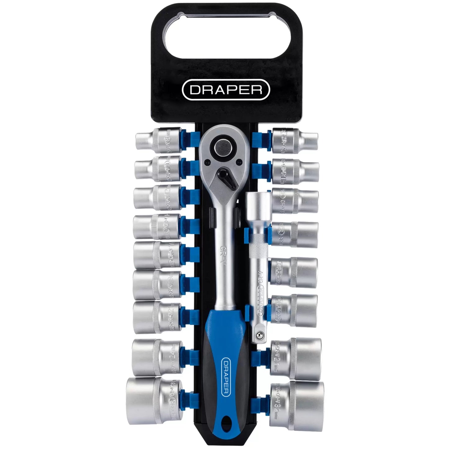 Draper Tools - 16375 - Metric Socket and Ratchet Set, 1/2" Sq. Dr. (19 Piece)